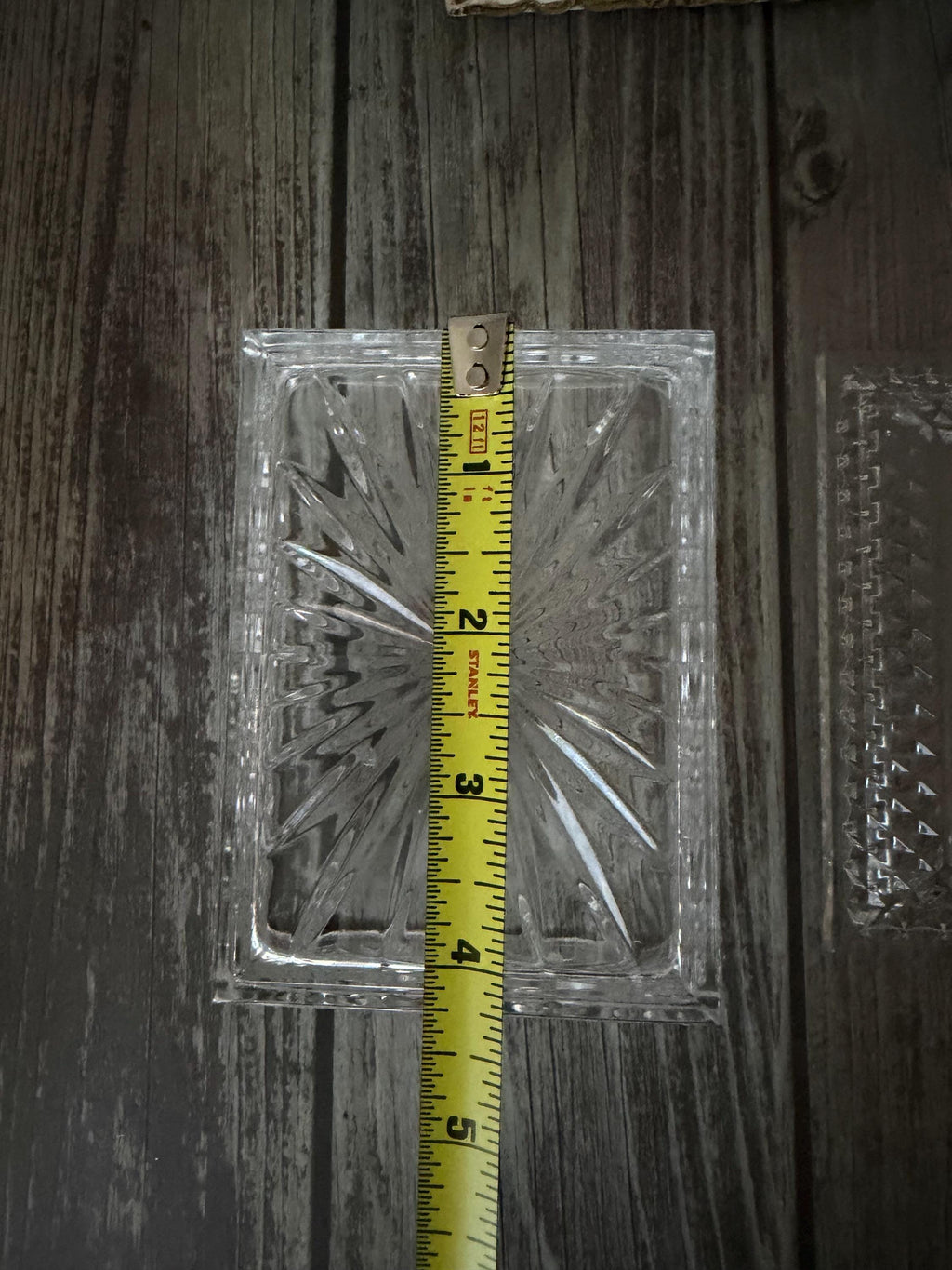 Vintage Pinwheel Starburst Glass Trinket Box Clear Pressed Glass with Lid