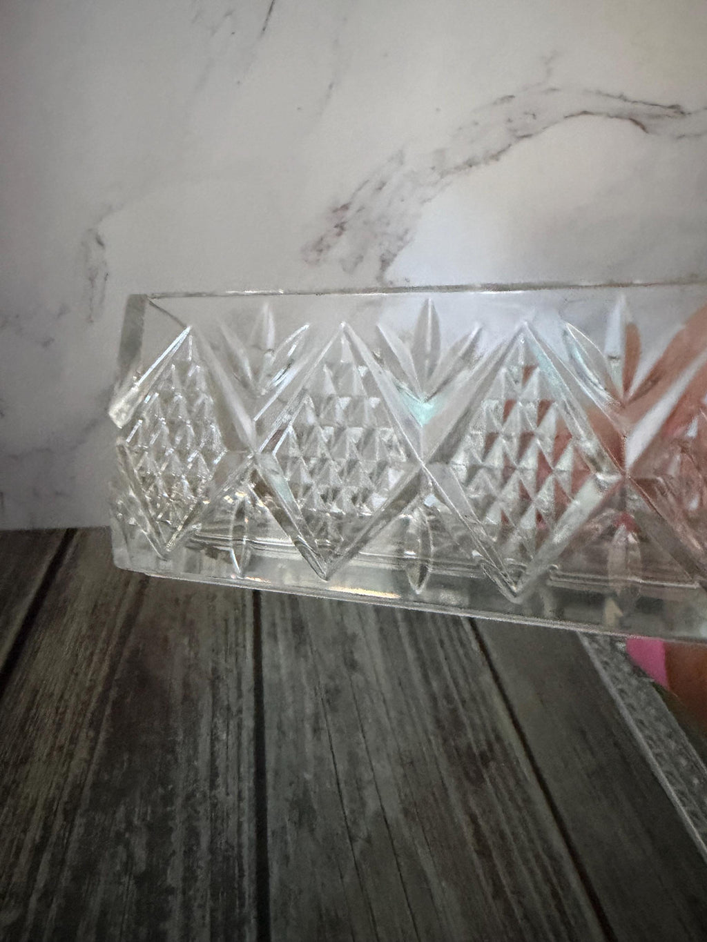 Vintage Pinwheel Starburst Glass Trinket Box Clear Pressed Glass with Lid