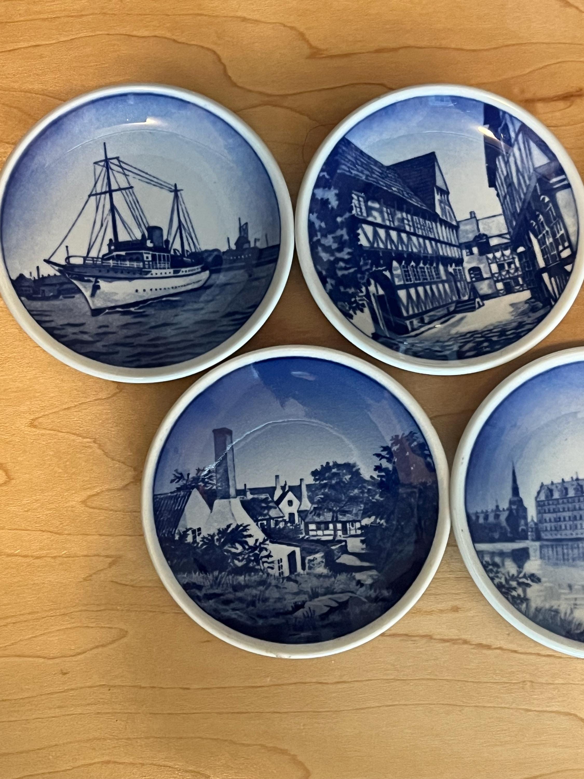 Danish Blue and White Miniature Plates: Scandinavian Porcelain Decor Set