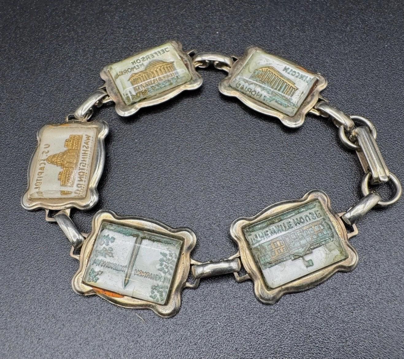 Vintage 1950s DC Charm Bracelet: U.S. Capitol, White House, Washington Monument