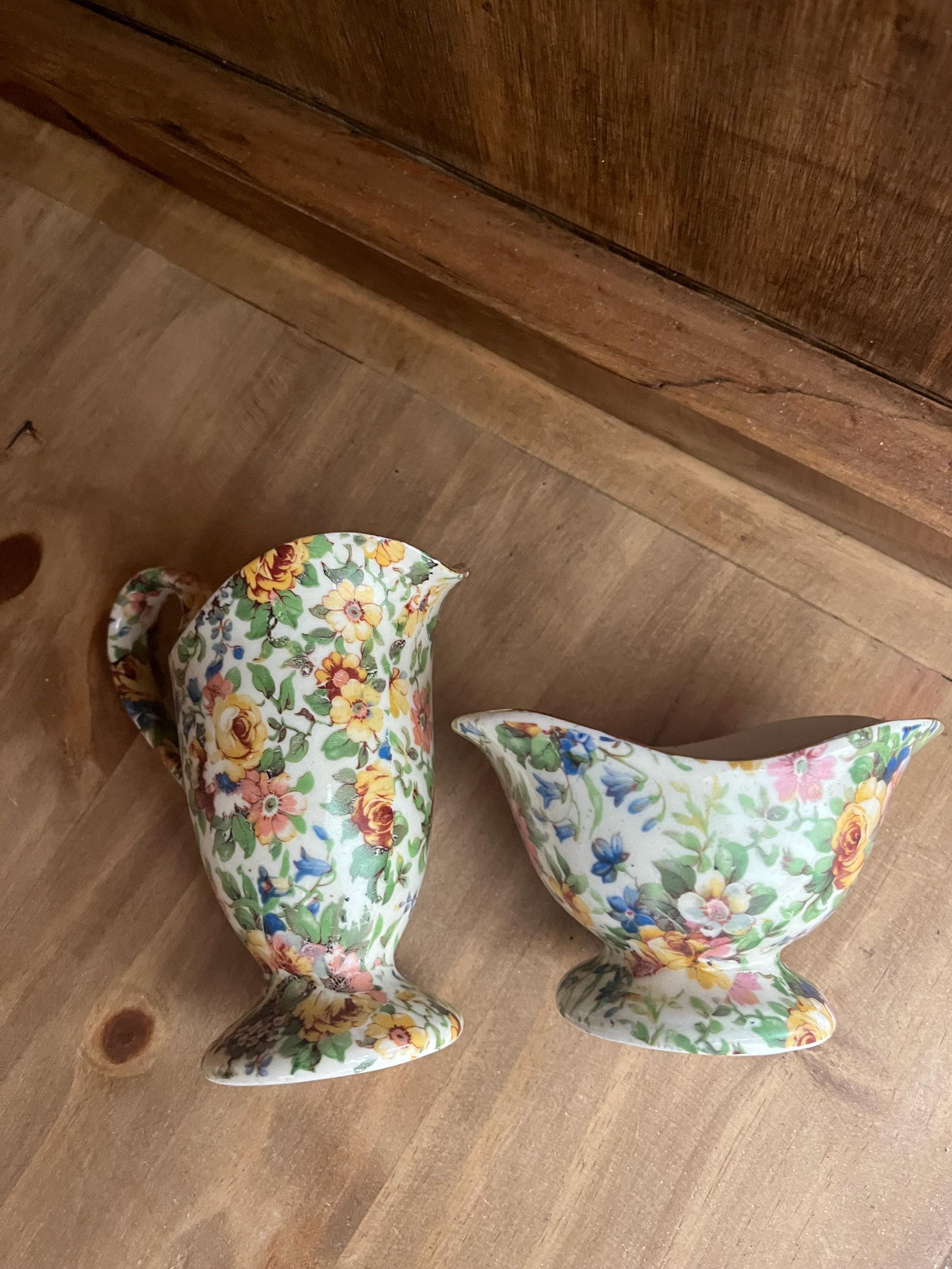 Erphila Devon Chintz Creamer & Sugar Bowl – Czechoslovakia