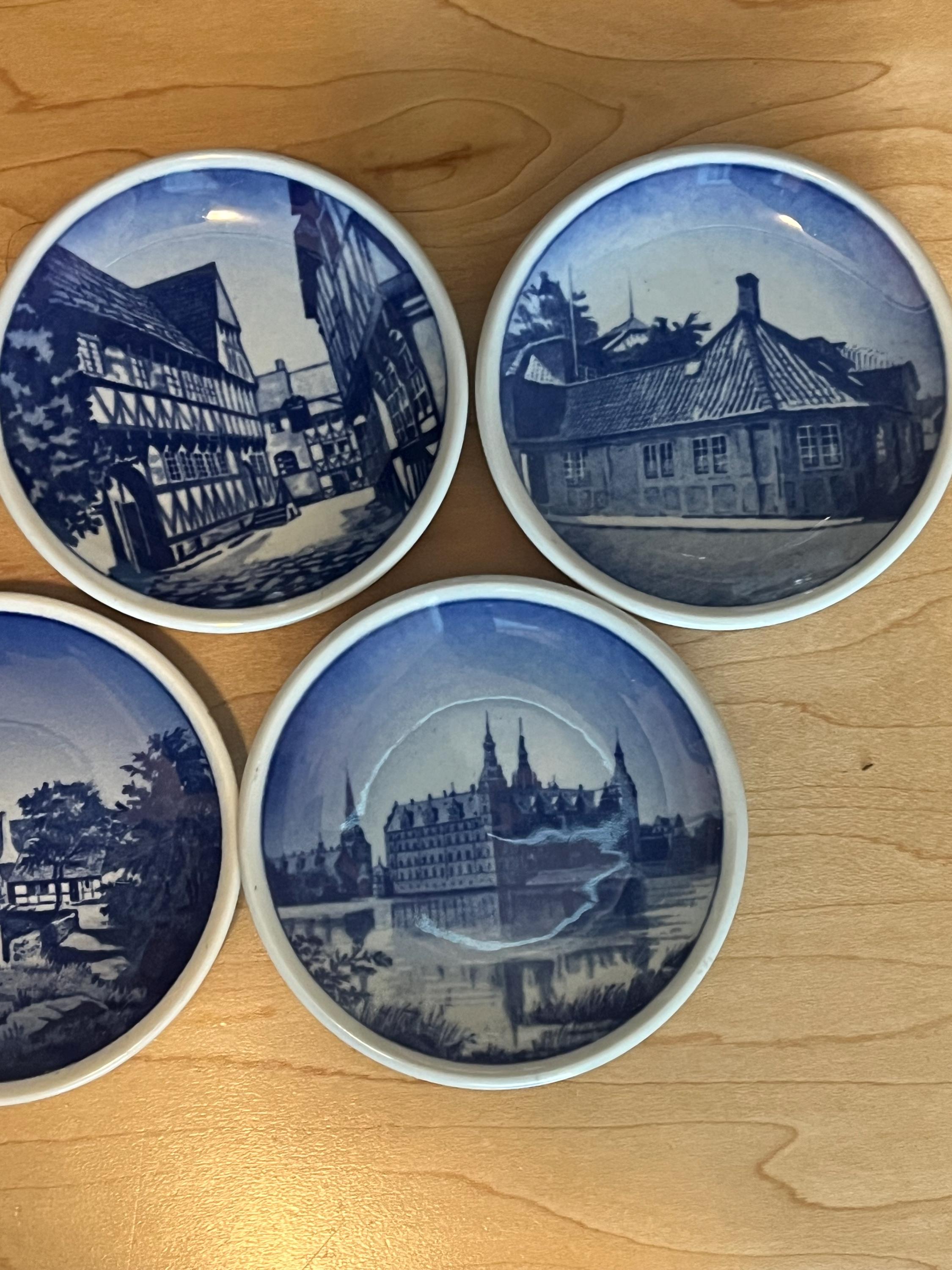 Danish Blue and White Miniature Plates: Scandinavian Porcelain Decor Set