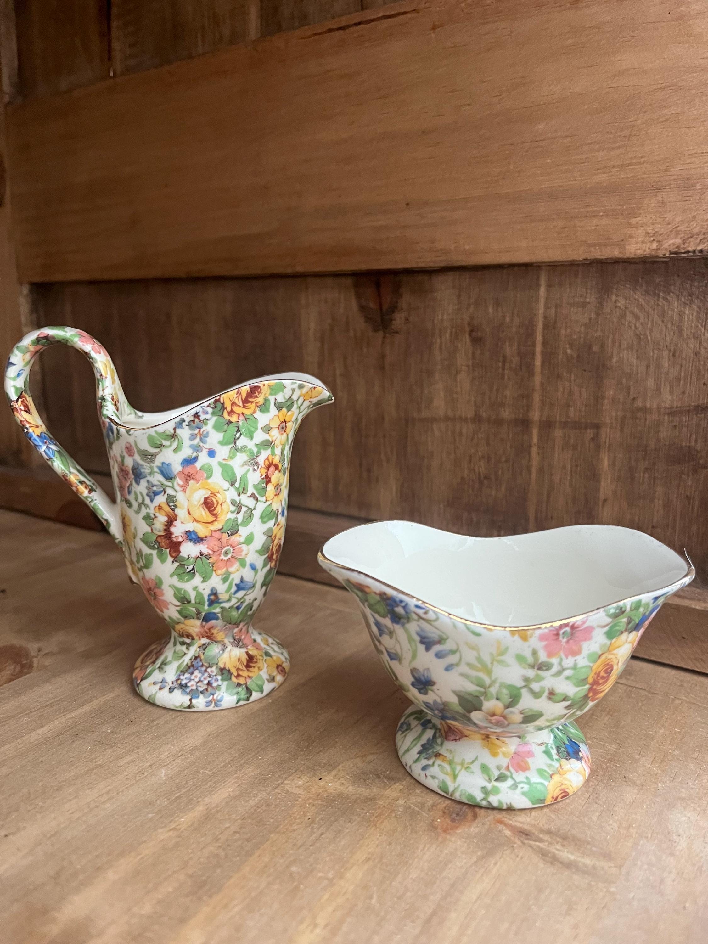 Erphila Devon Chintz Creamer & Sugar Bowl – Czechoslovakia