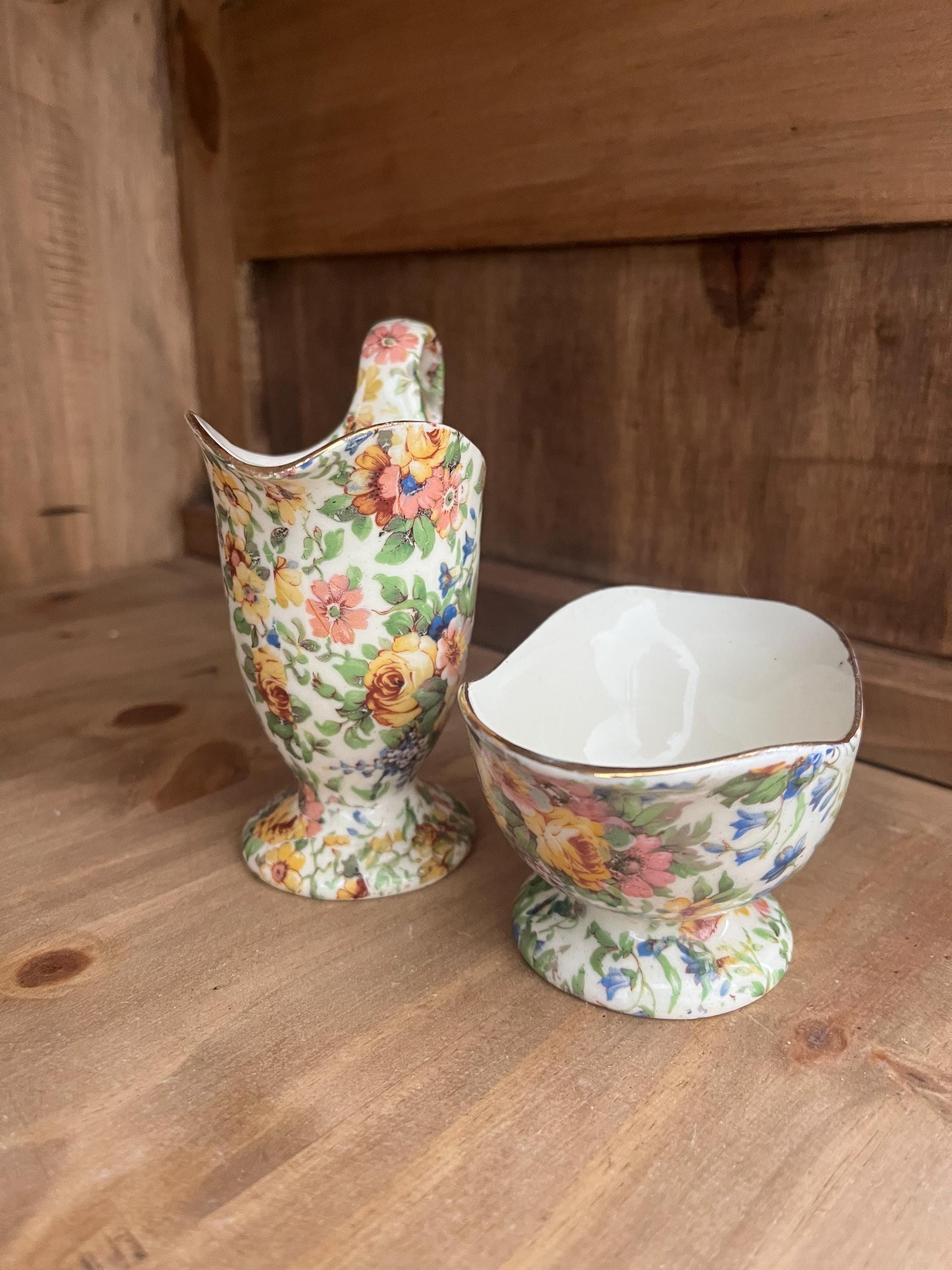 Erphila Devon Chintz Creamer & Sugar Bowl – Czechoslovakia