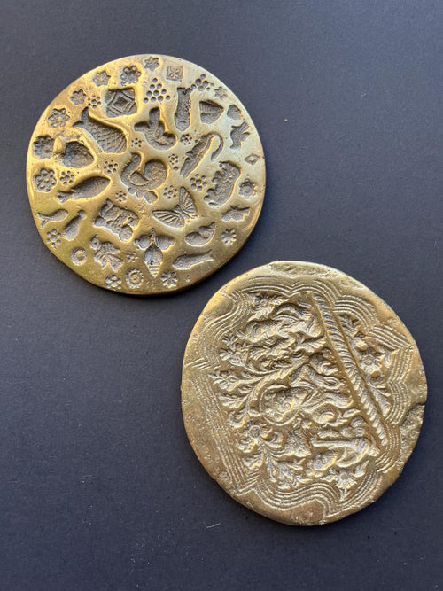 Antique Brass Jewelry Stamp: Engraved Indian Tool Mold (1900-1940s)