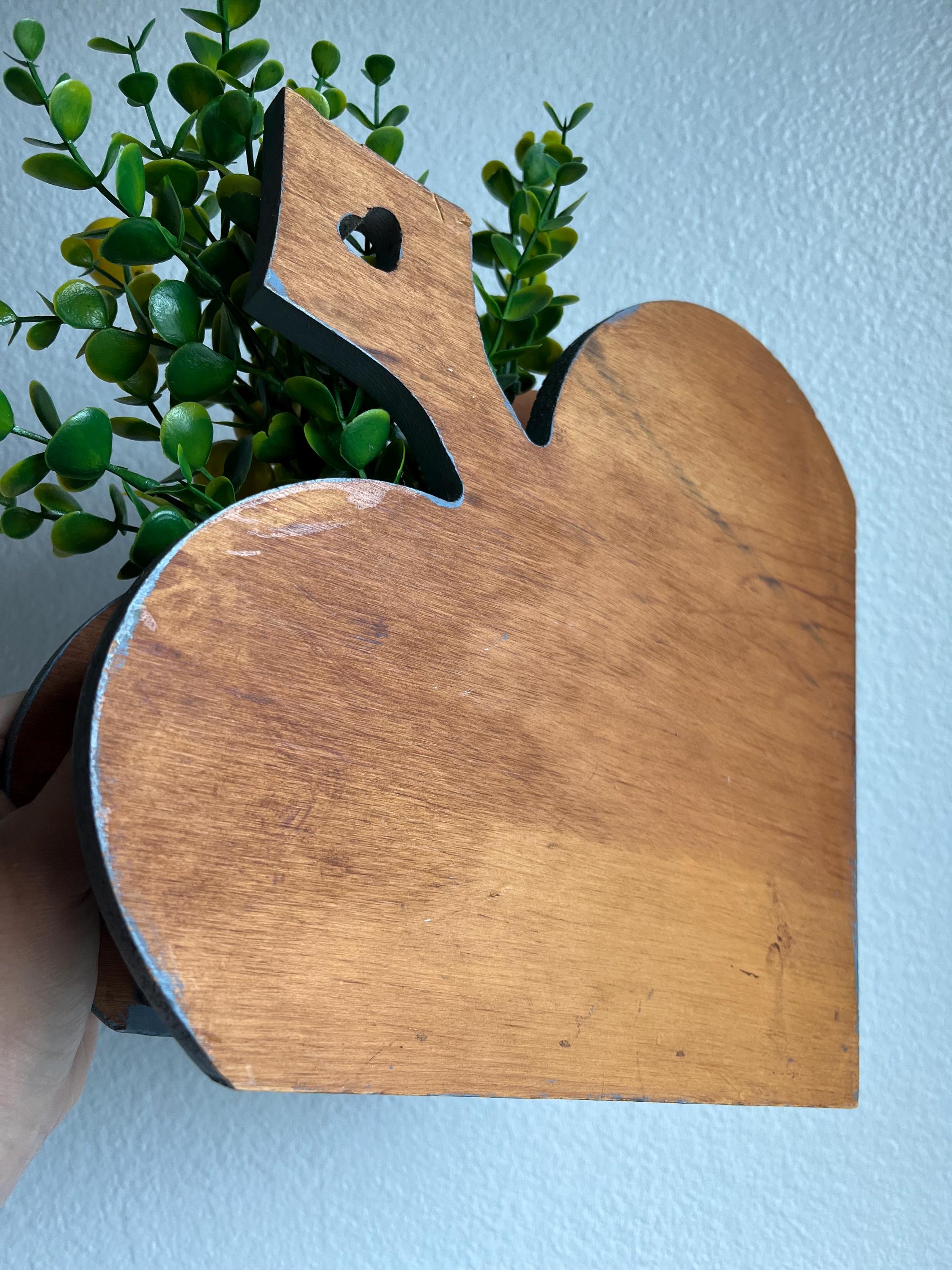 Hand-Painted Heart Hanging Planter: Cottagecore Floral Wall Pocket