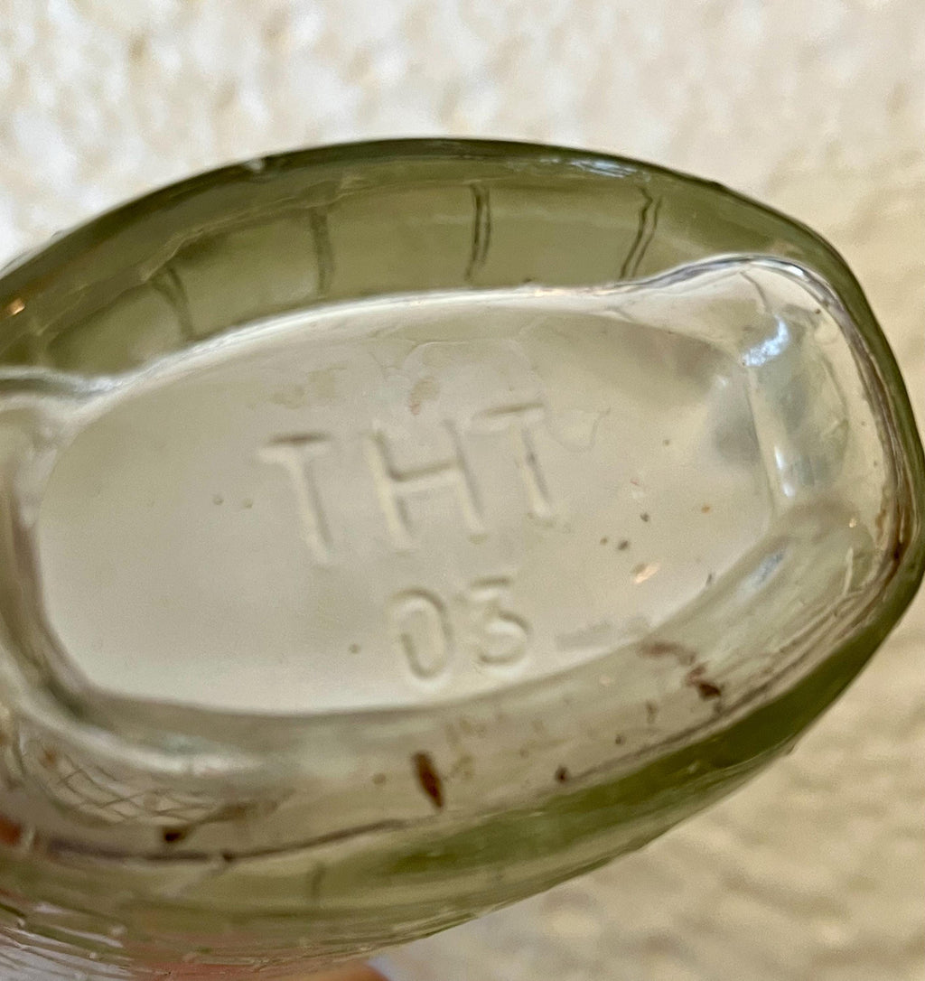 1940’s Vintage Honeycomb Clear Glass THT 03 Jar • Flower Frog Vase • Retro Floral Arranger