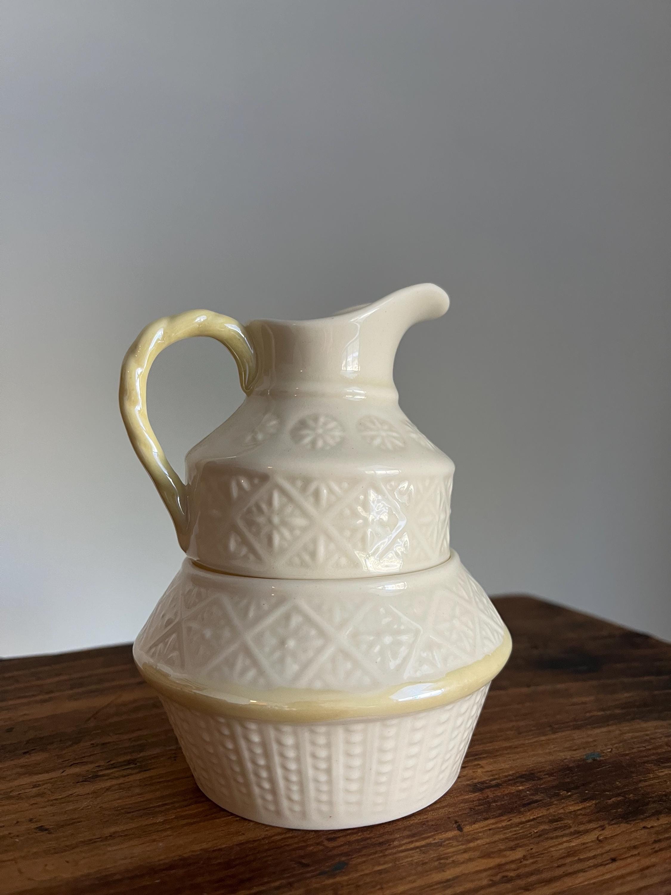 Vintage Belleek Ireland Cleary Porcelain Creamer with Open Sugar Bowl
