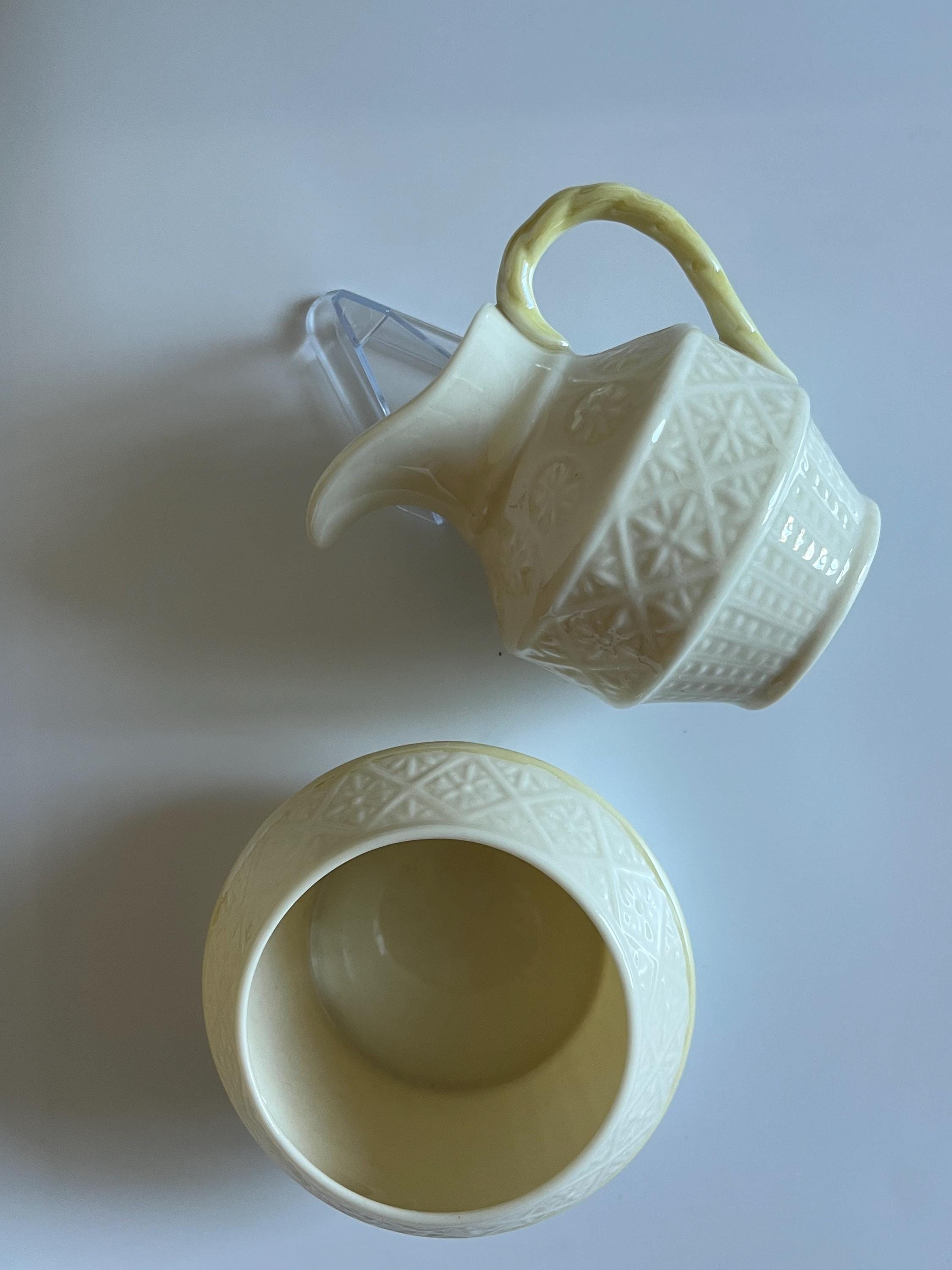 Vintage Belleek Ireland Cleary Porcelain Creamer with Open Sugar Bowl
