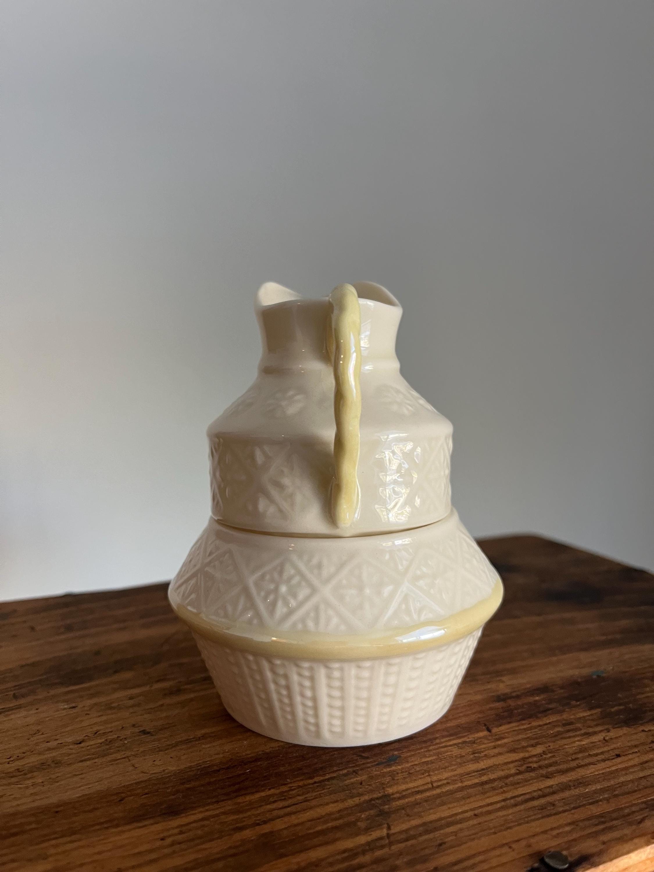 Vintage Belleek Ireland Cleary Porcelain Creamer with Open Sugar Bowl