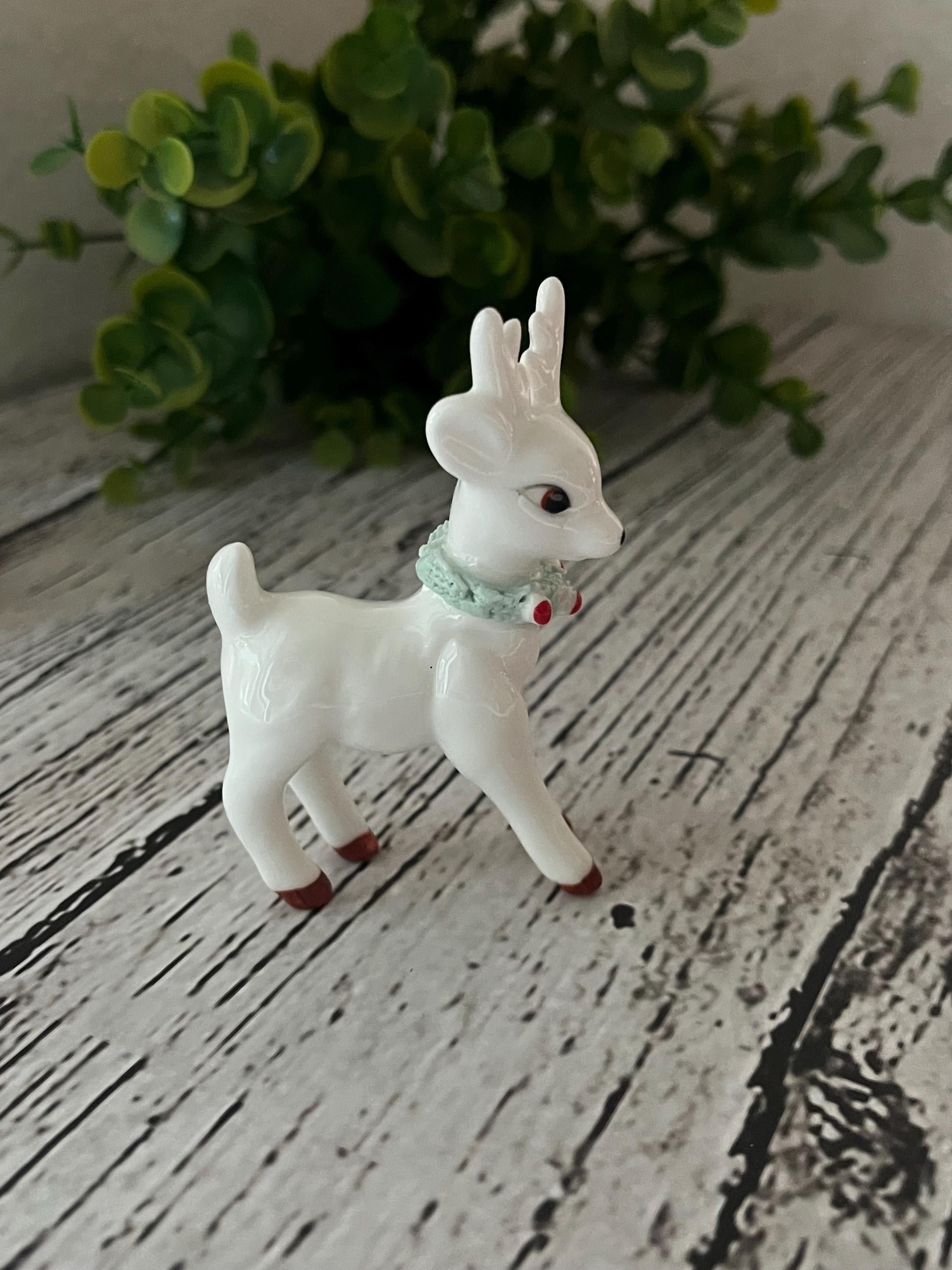 Josef Originals Porcelain Reindeer Figurines – Christmas Decor – Vintage Holiday Tabletop Set of 3