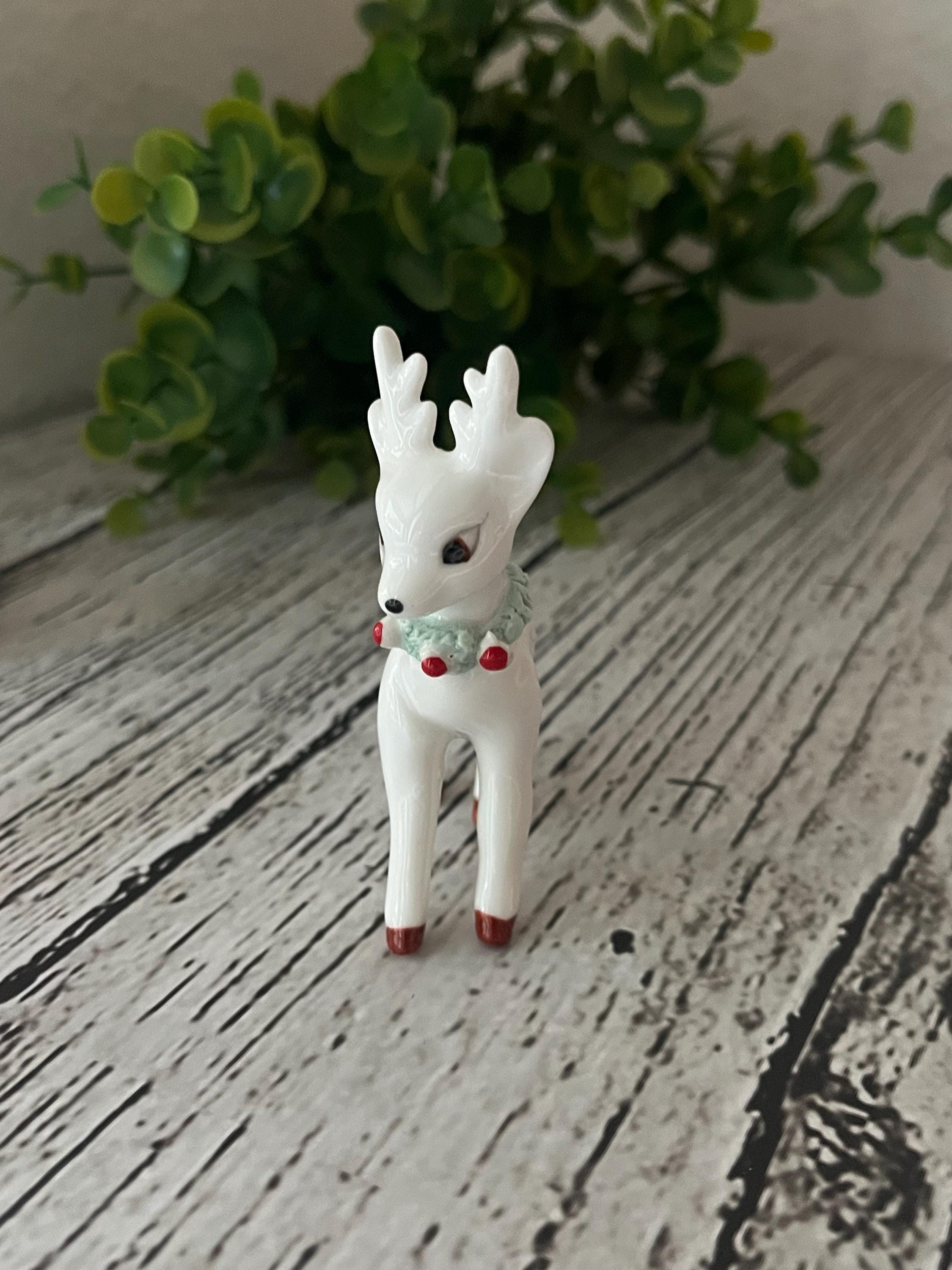 Josef Originals Porcelain Reindeer Figurines – Christmas Decor – Vintage Holiday Tabletop Set of 3