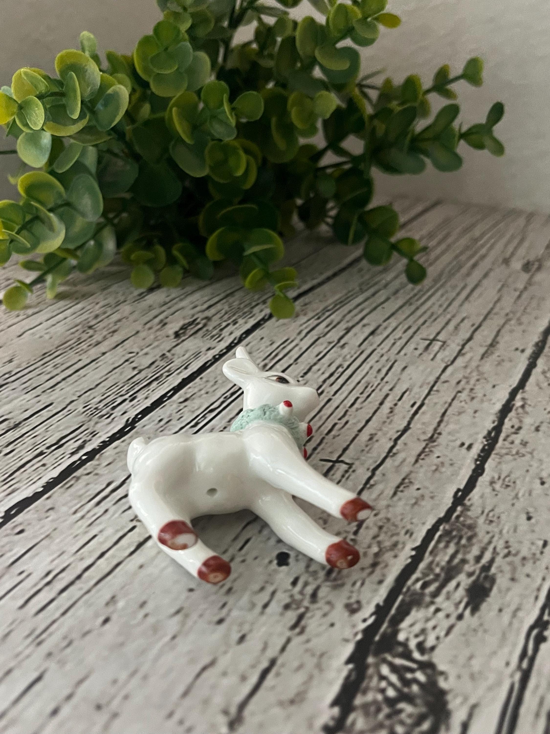 Josef Originals Porcelain Reindeer Figurines – Christmas Decor – Vintage Holiday Tabletop Set of 3