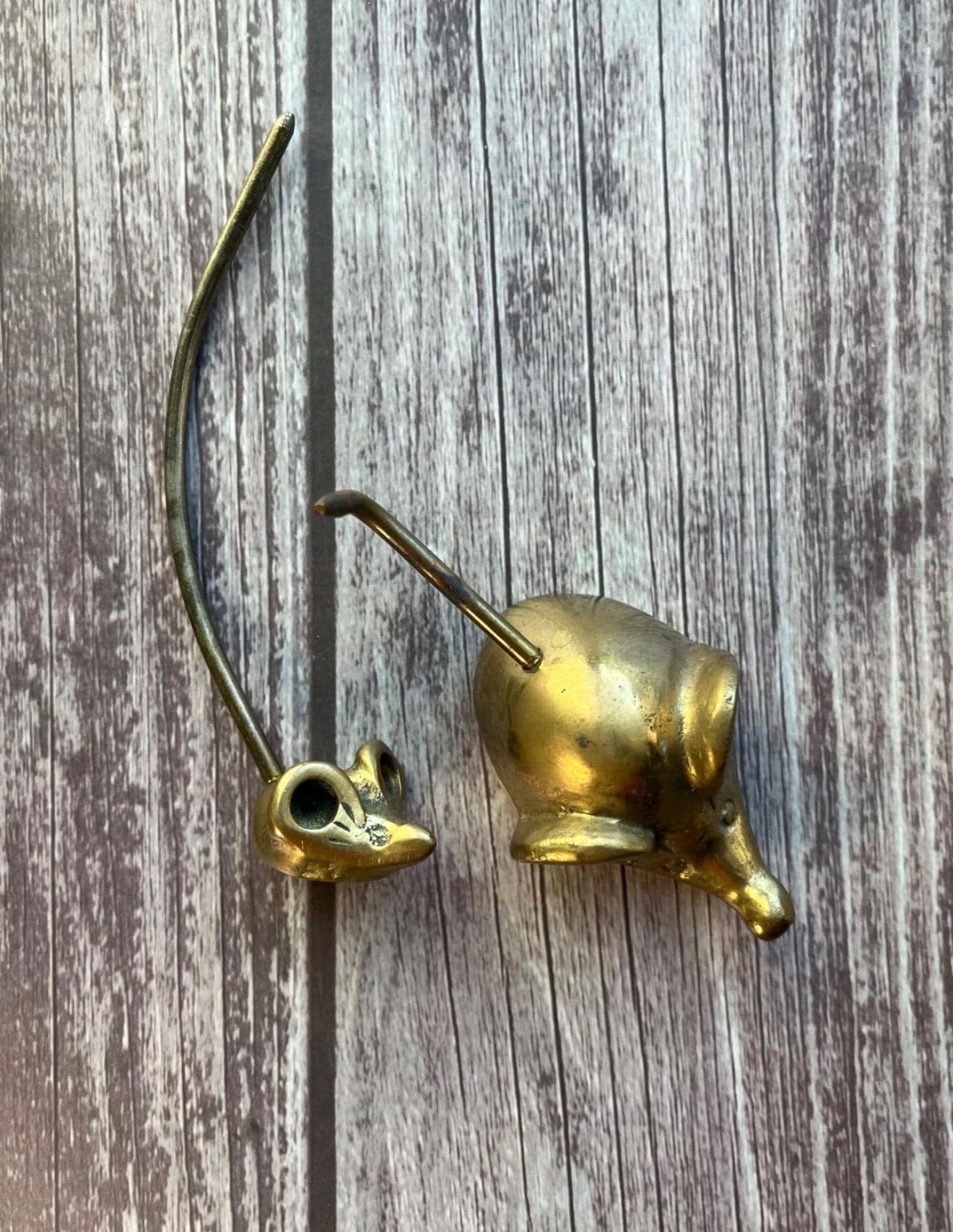 Vintage Brass Mouse Note Holders | Whimsical Desk Decor, Set of 2