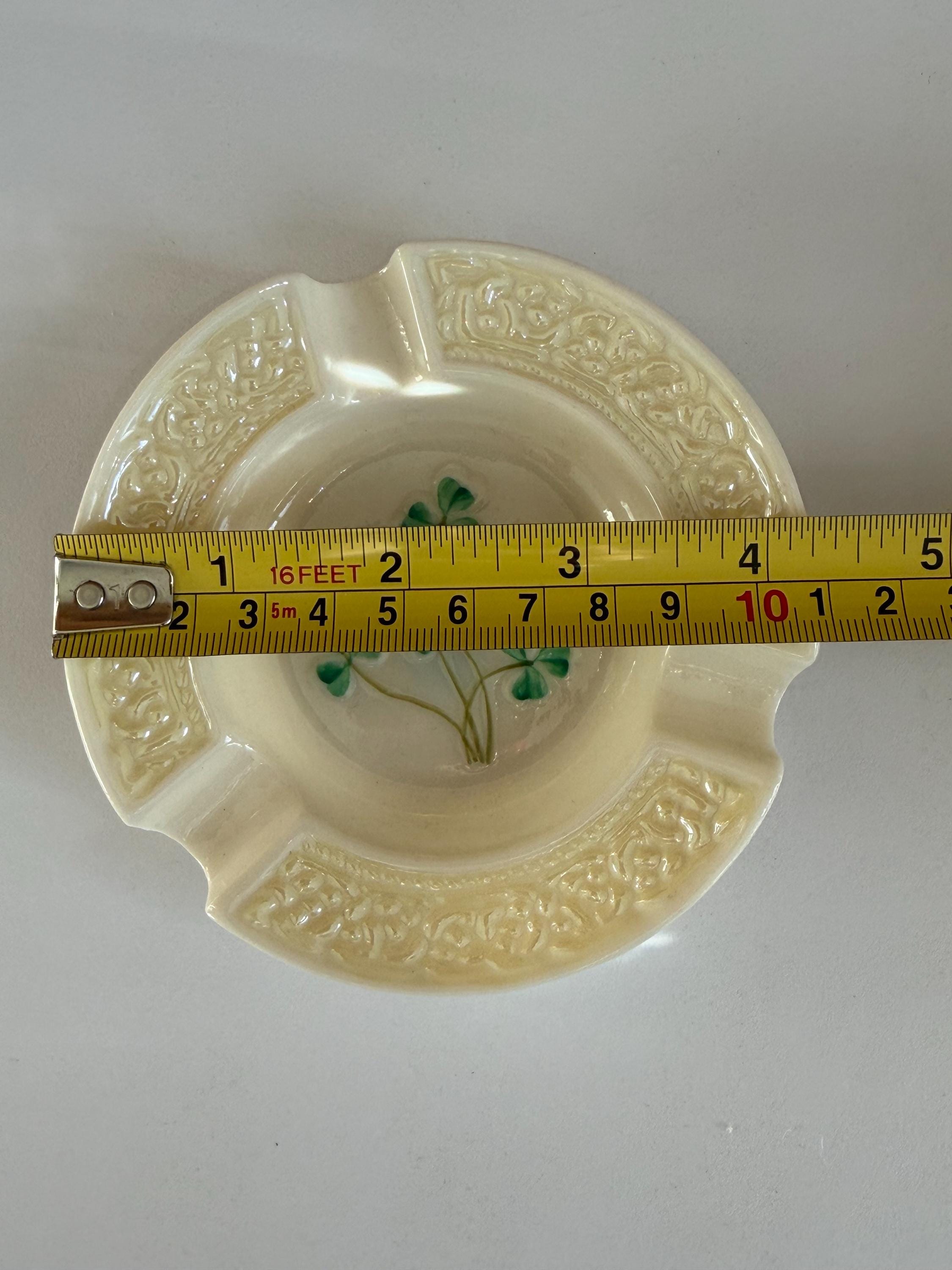 Mid Century Belleek Ireland Porcelain Shamrock Ashtray 4.5 Inches