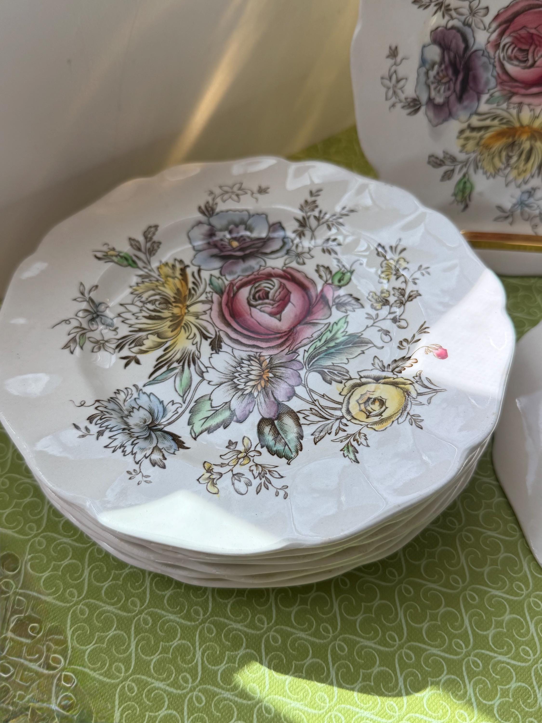 Johnson Brothers Sheraton Roses Bread Plates Set of 4 Vintage English Floral China
