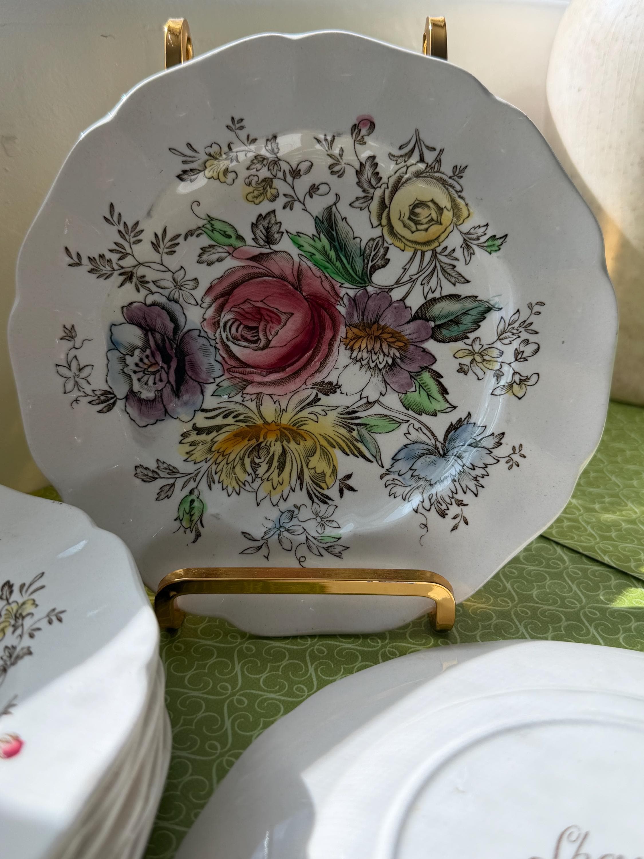 Johnson Brothers Sheraton Roses Bread Plates Set of 4 Vintage English Floral China