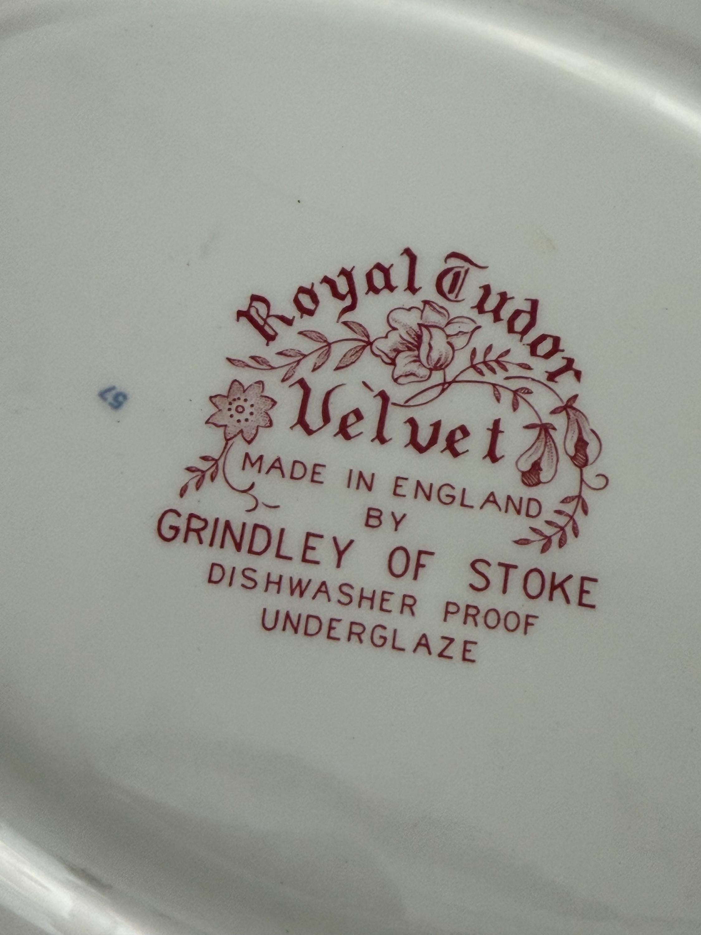 Royal Tudor Grindley Velvet Floral Platter – Pink Red Transferware Serving Plate