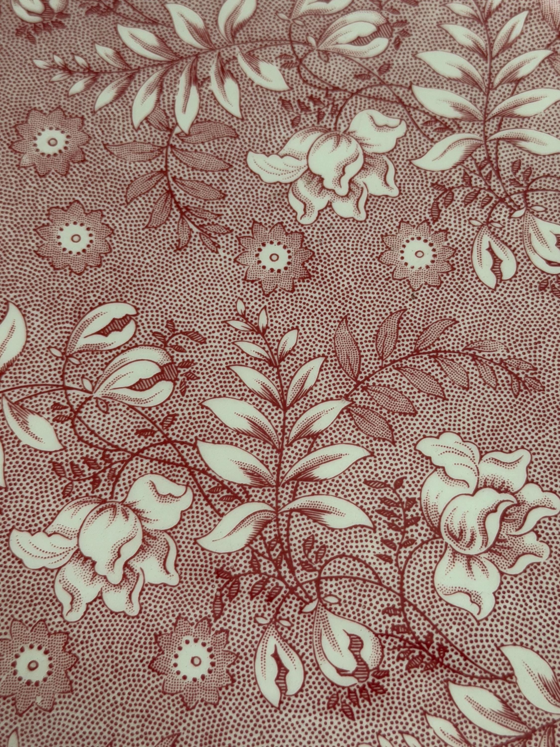 Royal Tudor Grindley Velvet Floral Platter – Pink Red Transferware Serving Plate