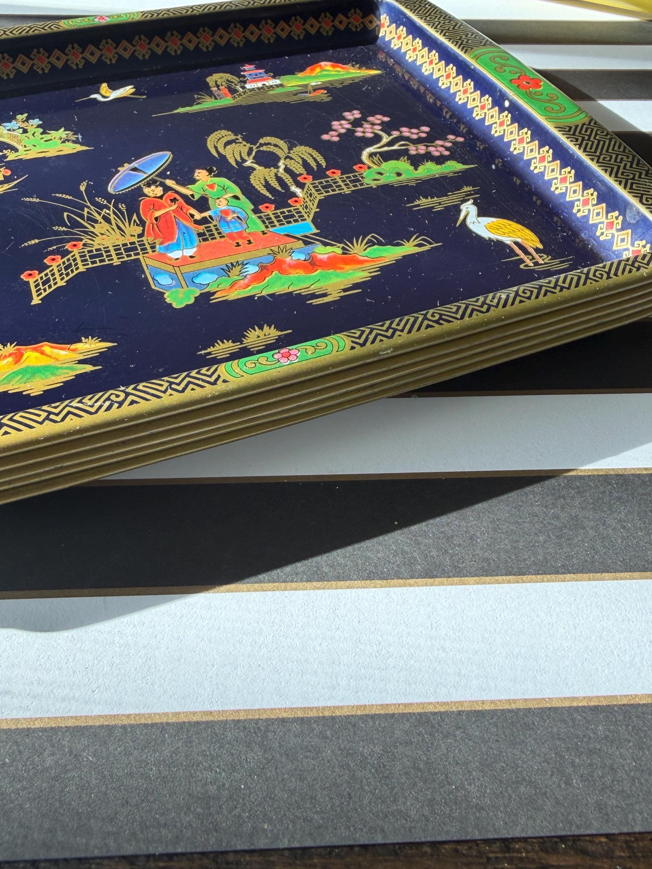 Vintage Daher Decorated Ware Trays • Mid-Century Serving Barware Home Decor