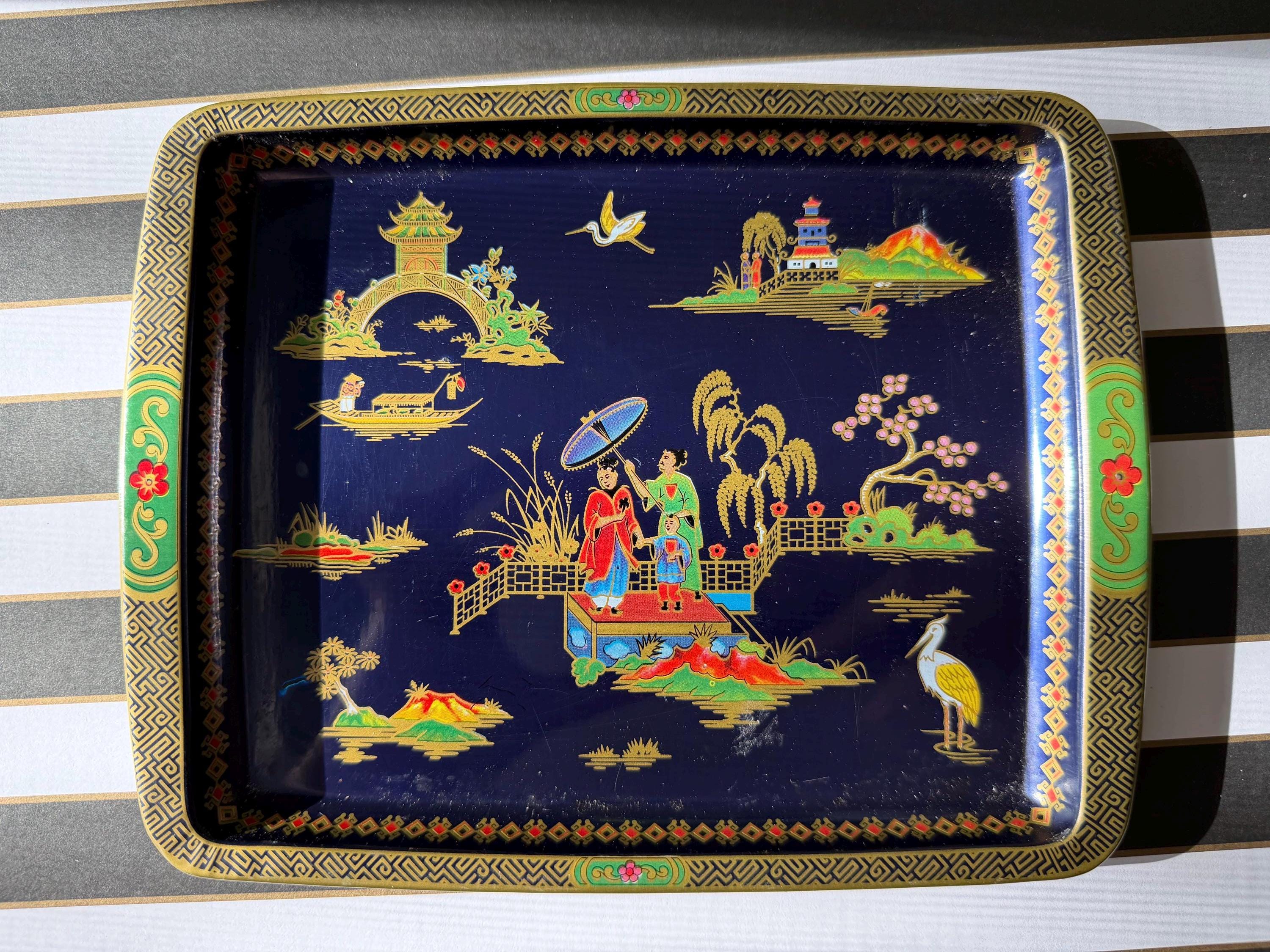 Vintage Daher Decorated Ware Trays • Mid-Century Serving Barware Home Decor