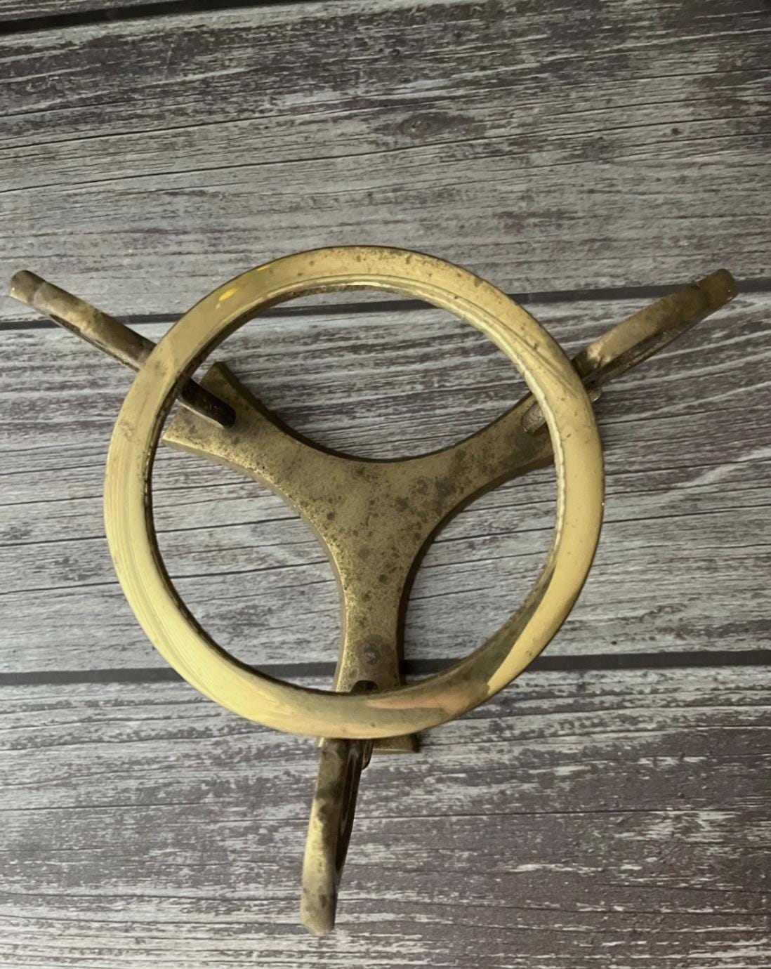 Vintage Brass Tripod Candle Holder — Swirl Pedestal Stand Taper Candlestick