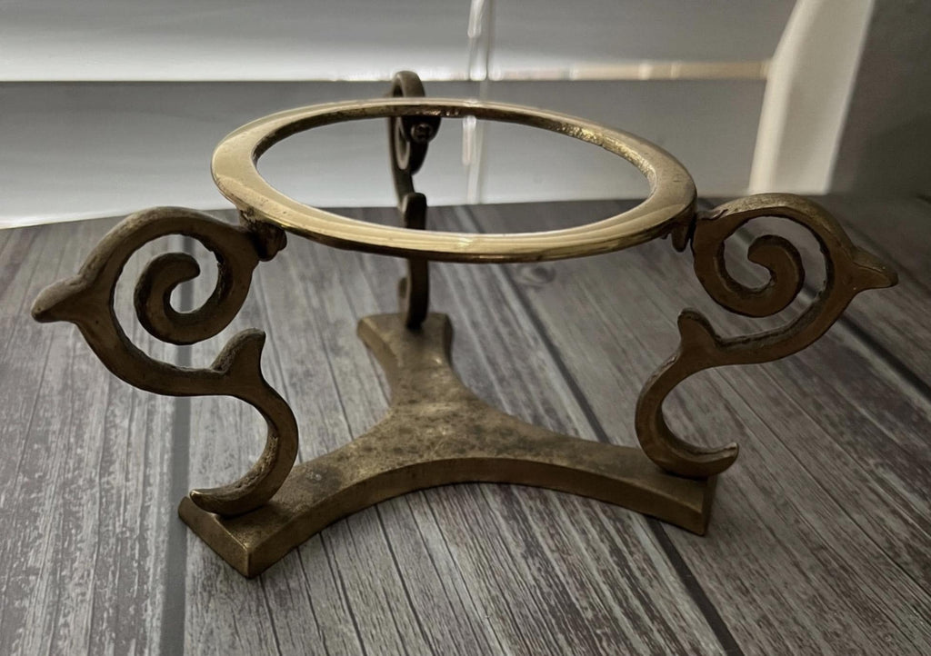 Vintage Brass Tripod Candle Holder — Swirl Pedestal Stand Taper Candlestick