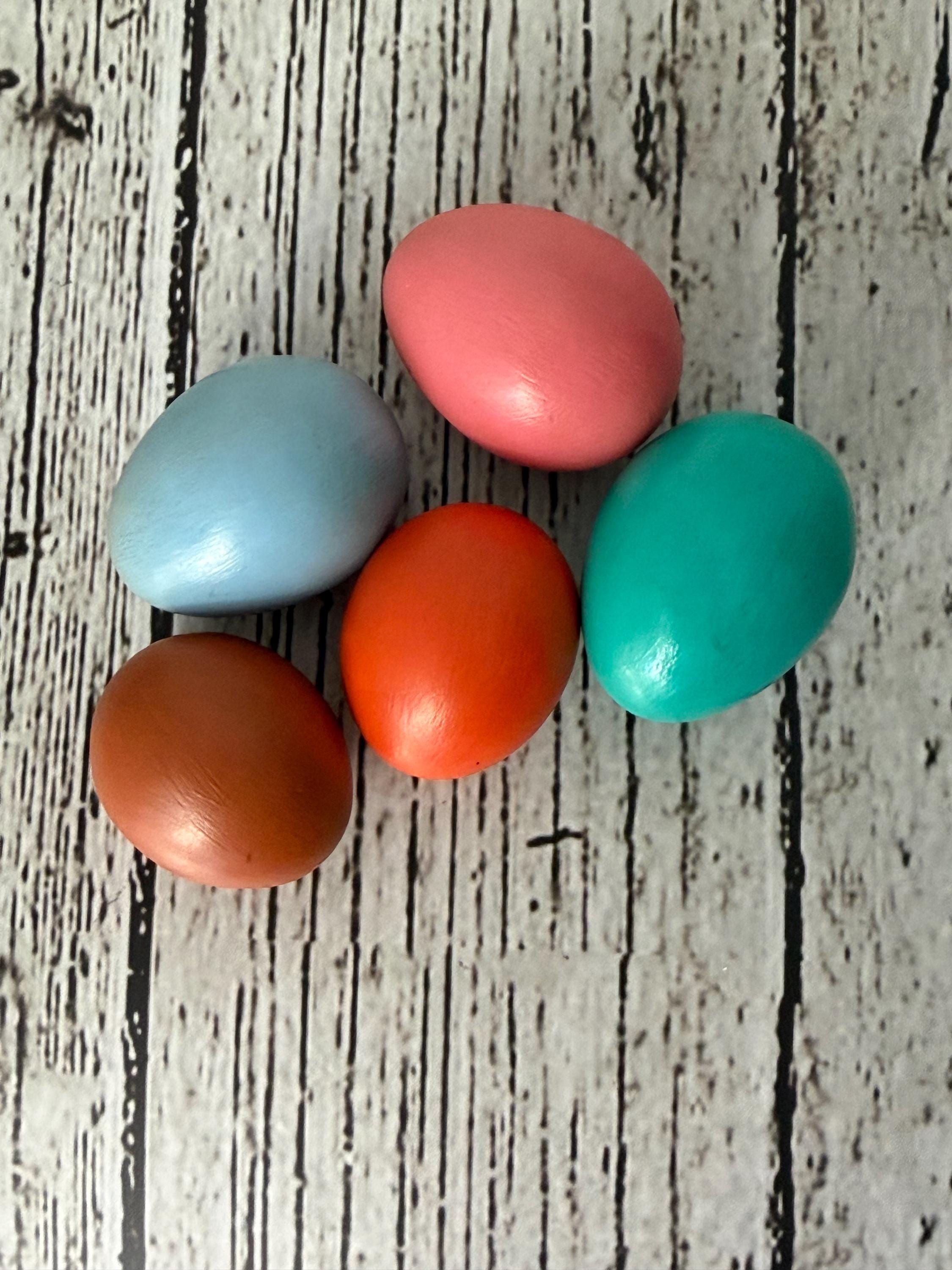 Vintage Hand Painted Ceramic Eggs Set — 1971 1972 Matte Easter Decor