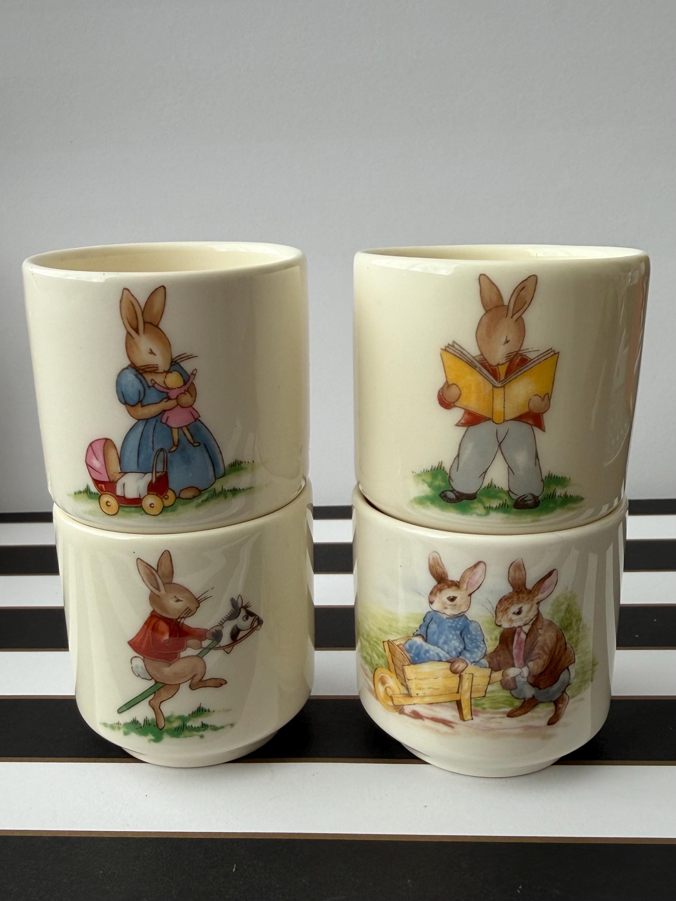 Vintage Royal Doulton Bunnykins Egg Cups Set of 4 Bone China Easter