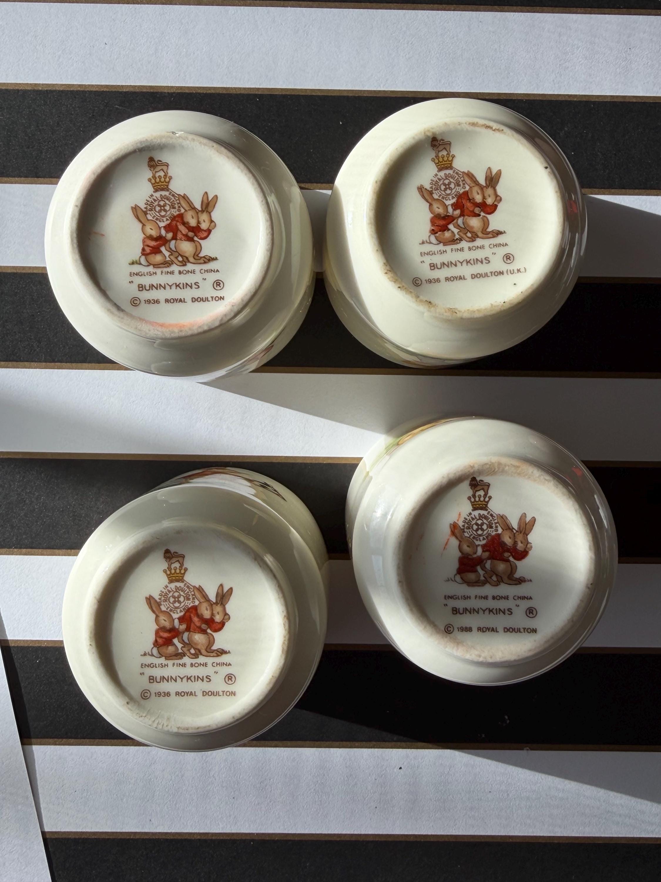 Vintage Royal Doulton Bunnykins Egg Cups Set of 4 Bone China Easter