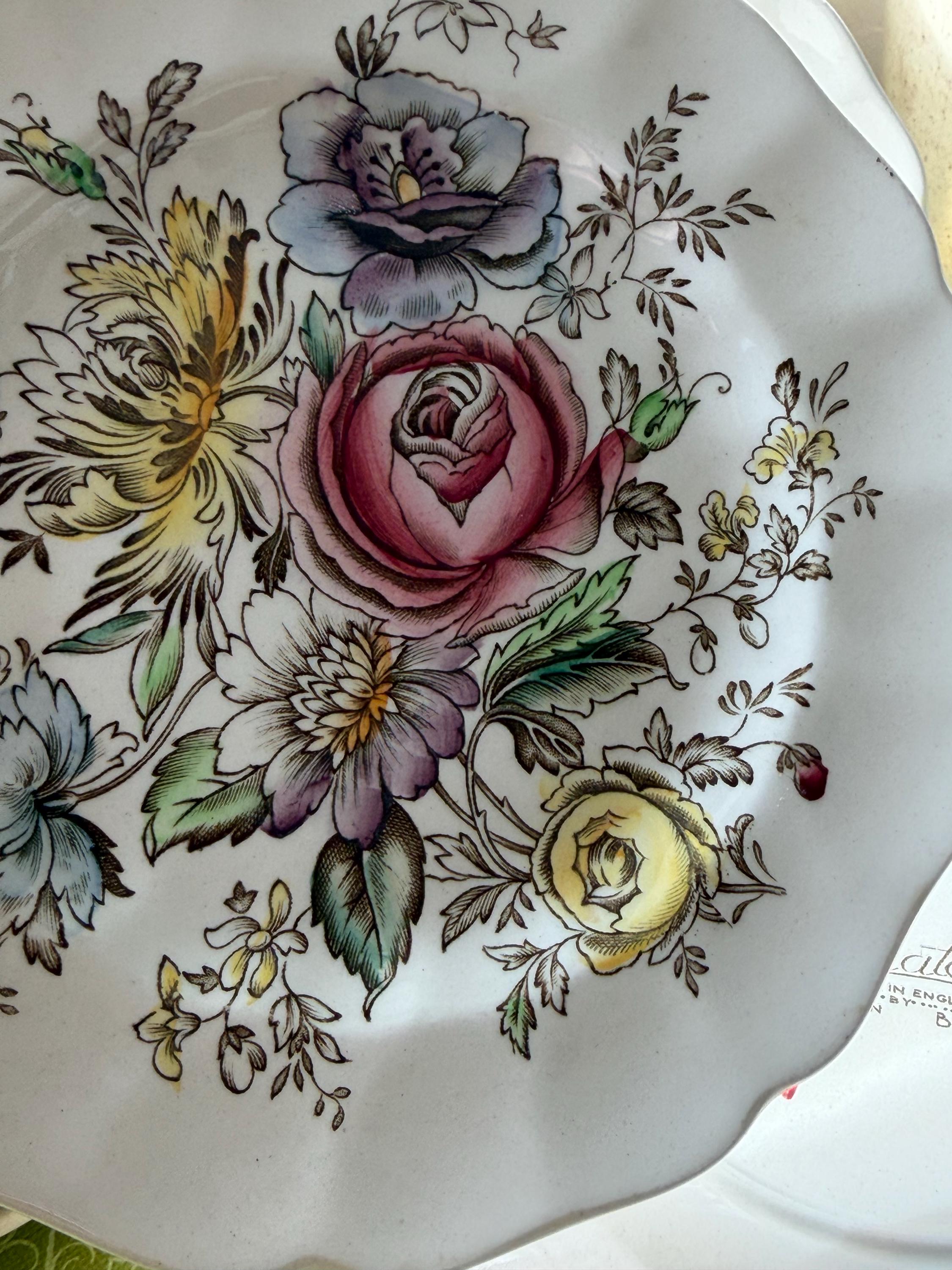 Johnson Brothers Sheraton Roses Bread Plates Set of 4 Vintage English Floral China