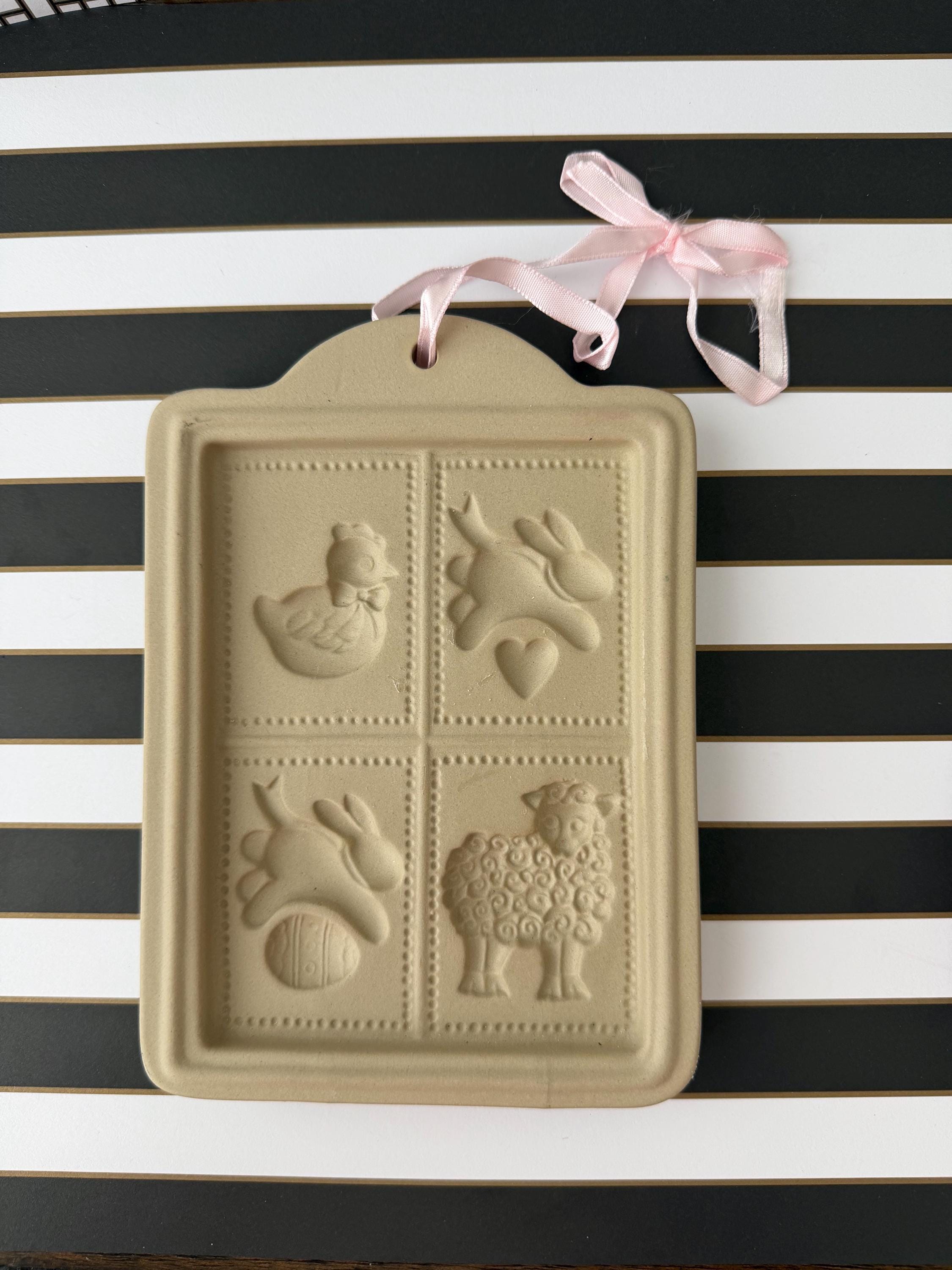 Vintage Brown Bag Cookie Art Easter Mold 1989 Bunnies Sheep Chickens Butter Mold