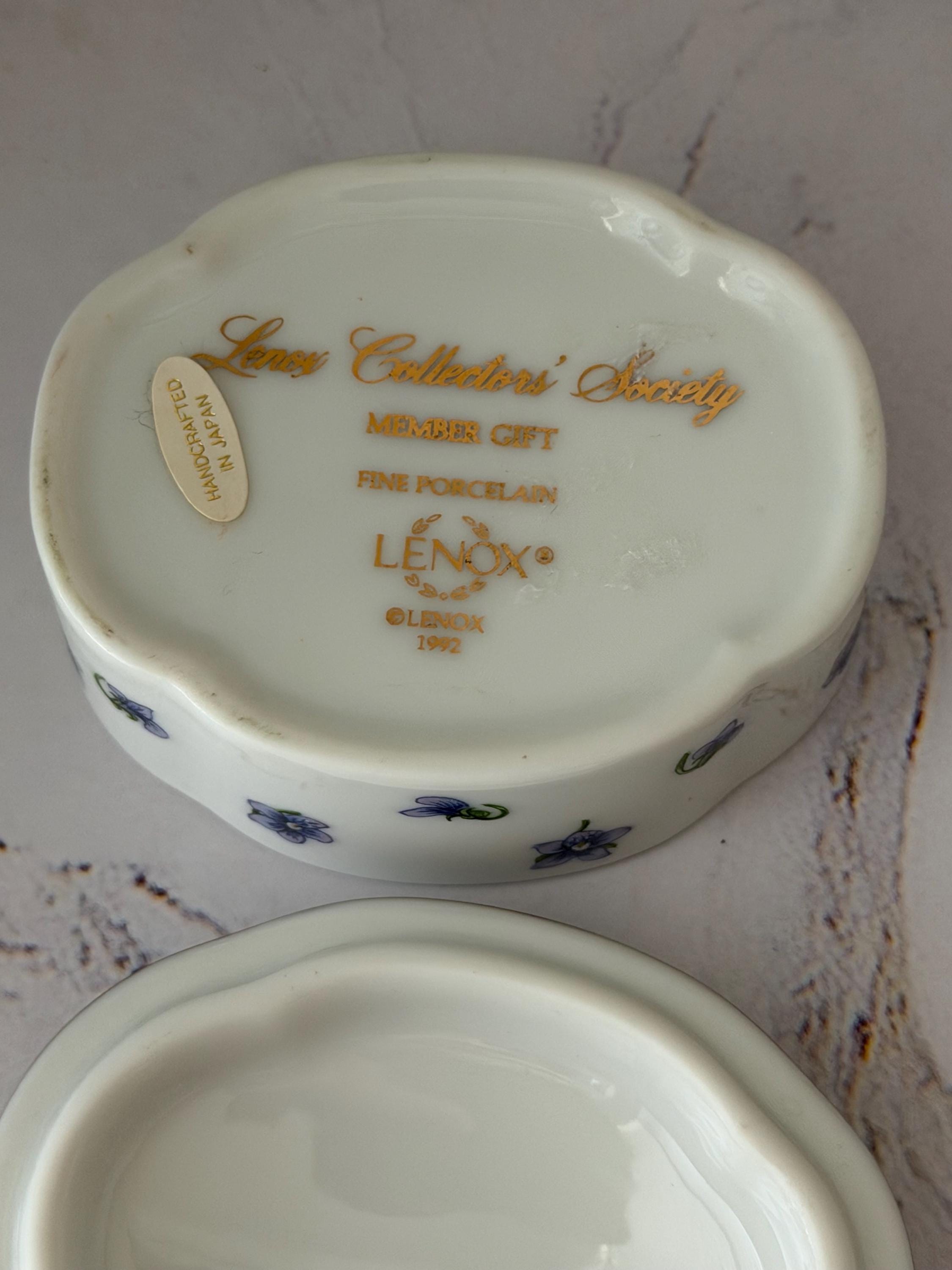Vintage Floral Trinket Box 1992 Lenox Collector's Society Porcelain Ring Dish Cottagecore Vanity Decor