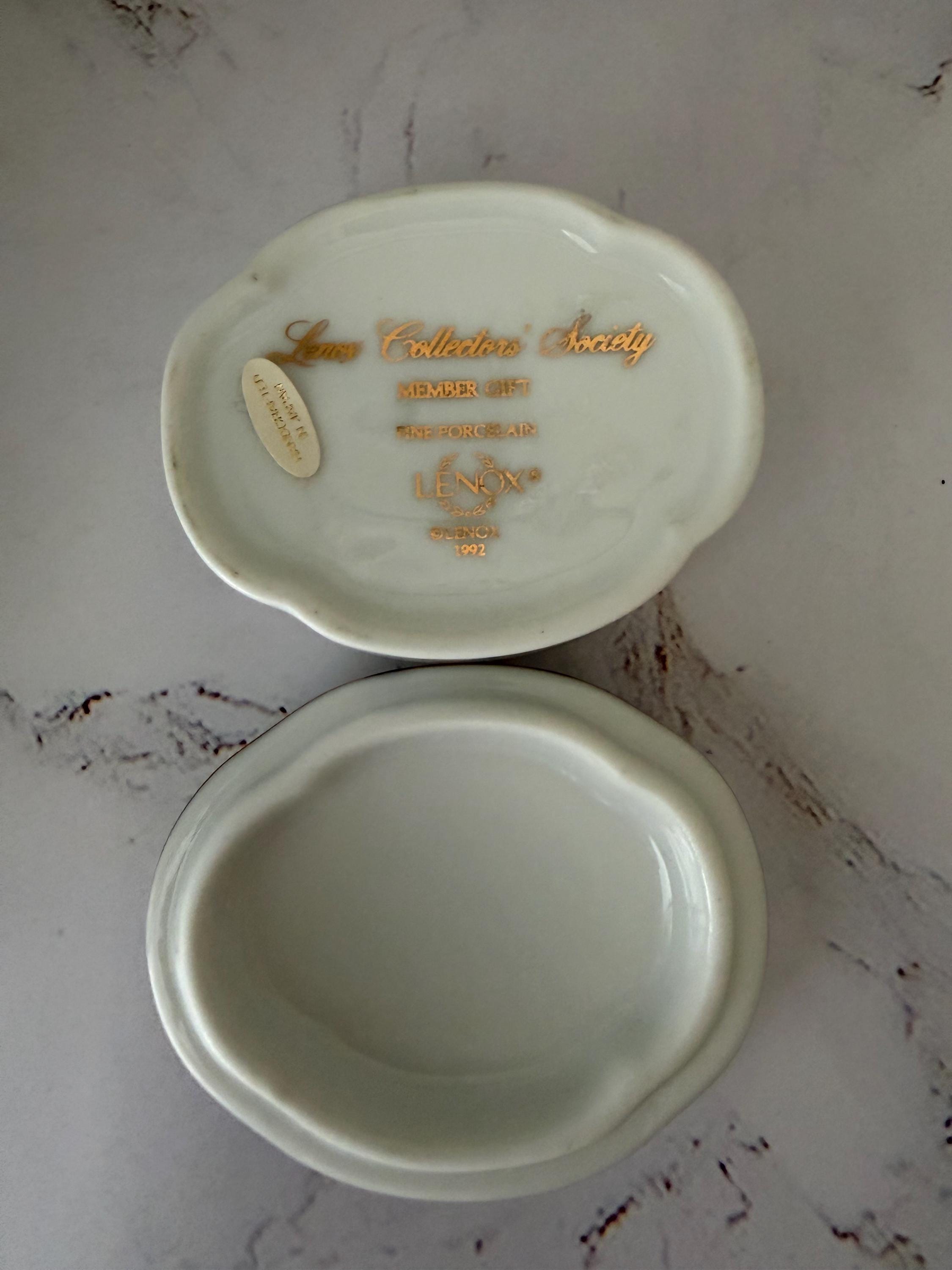 Vintage Floral Trinket Box 1992 Lenox Collector's Society Porcelain Ring Dish Cottagecore Vanity Decor