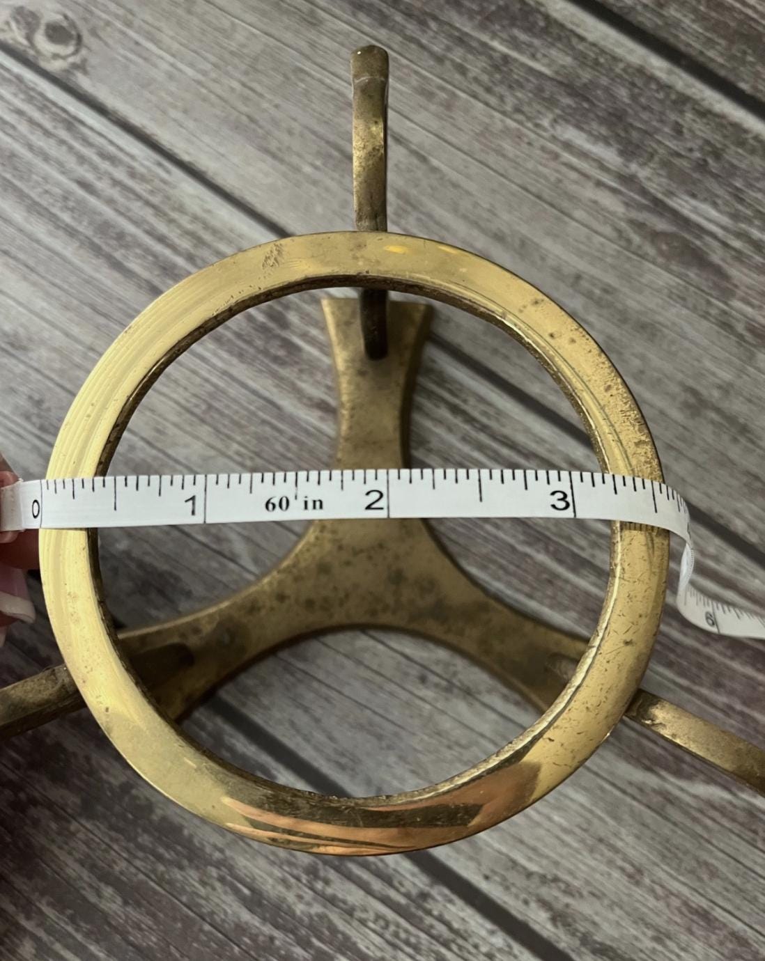 Vintage Brass Tripod Candle Holder — Swirl Pedestal Stand Taper Candlestick