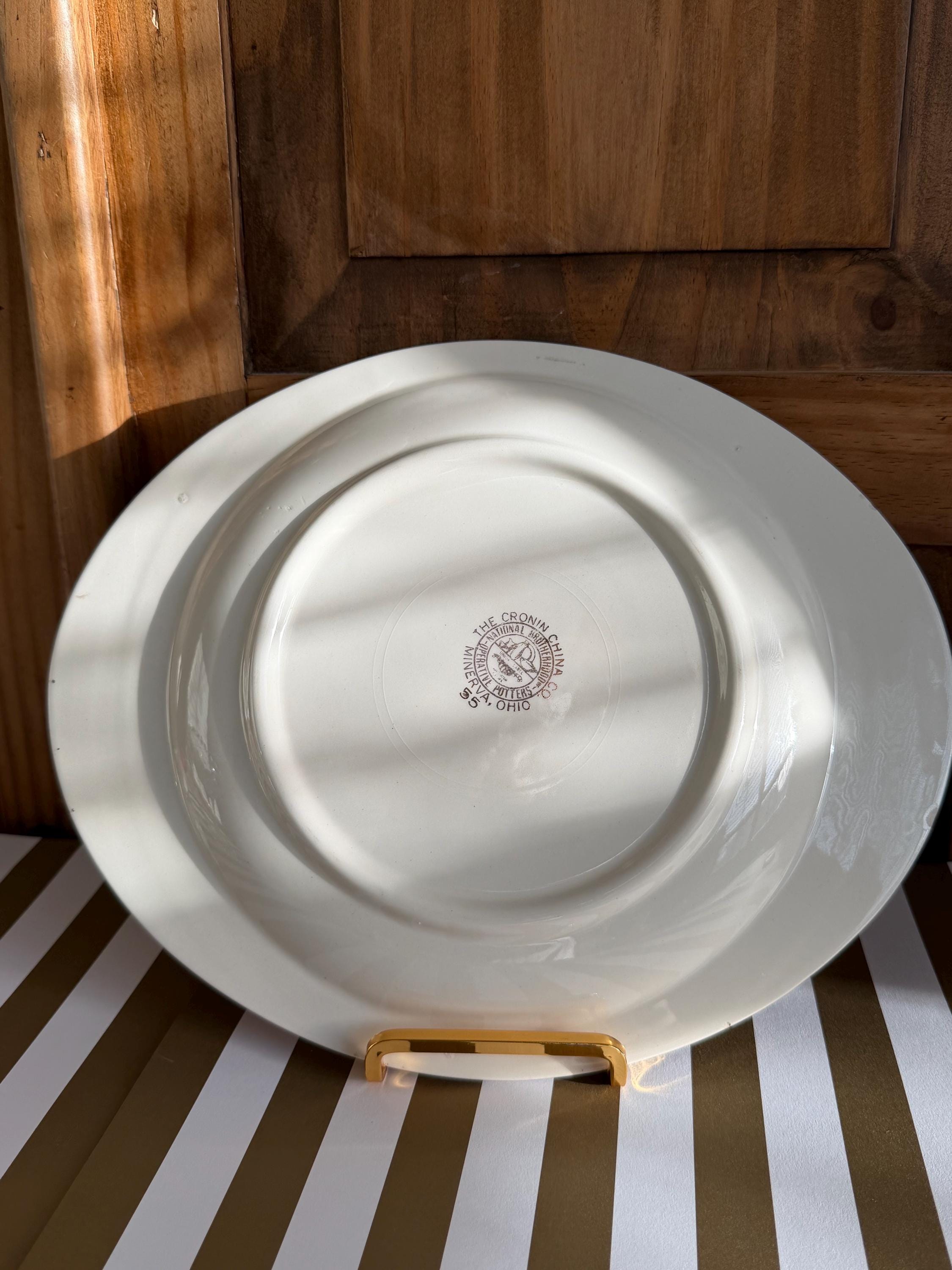 Vintage Cronin China Oval Serving Platter with 22K Gold Rim Colonial Design