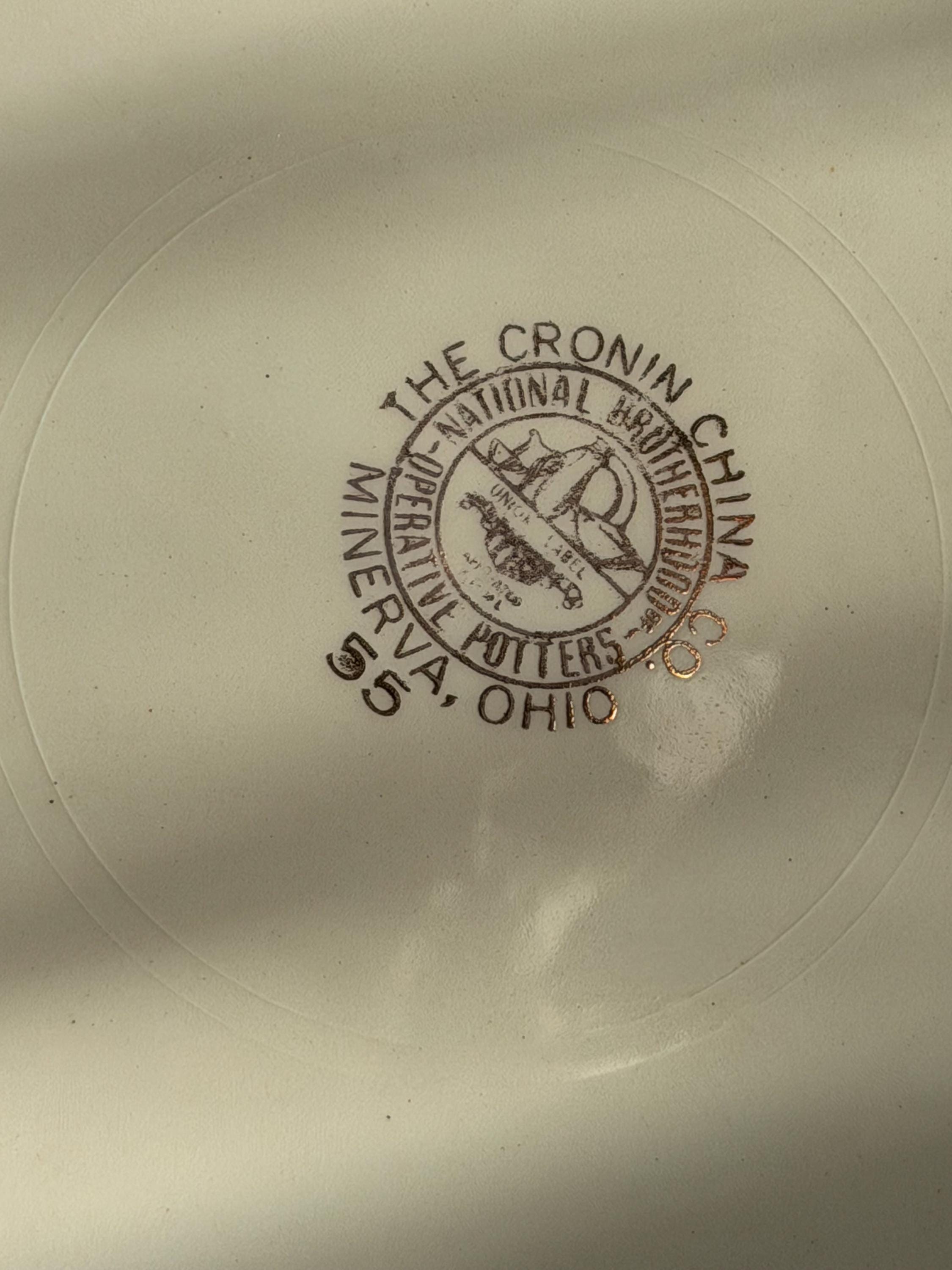 Vintage Cronin China Oval Serving Platter with 22K Gold Rim Colonial Design