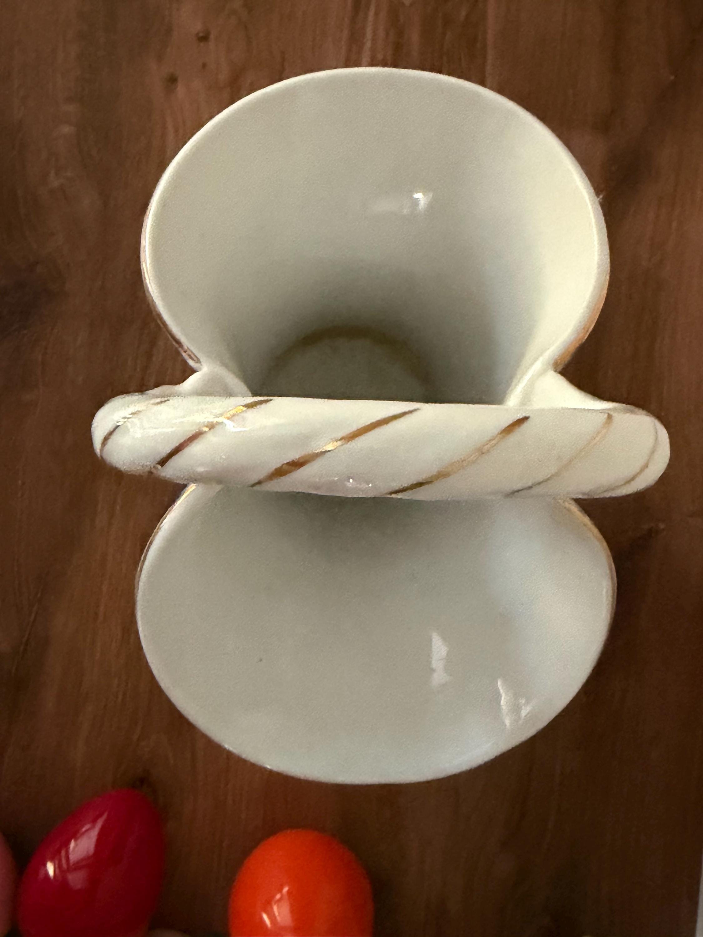 Vintage Baum Bros Formalities Basket Vase Blue White Roses 9 Inch Porcelain