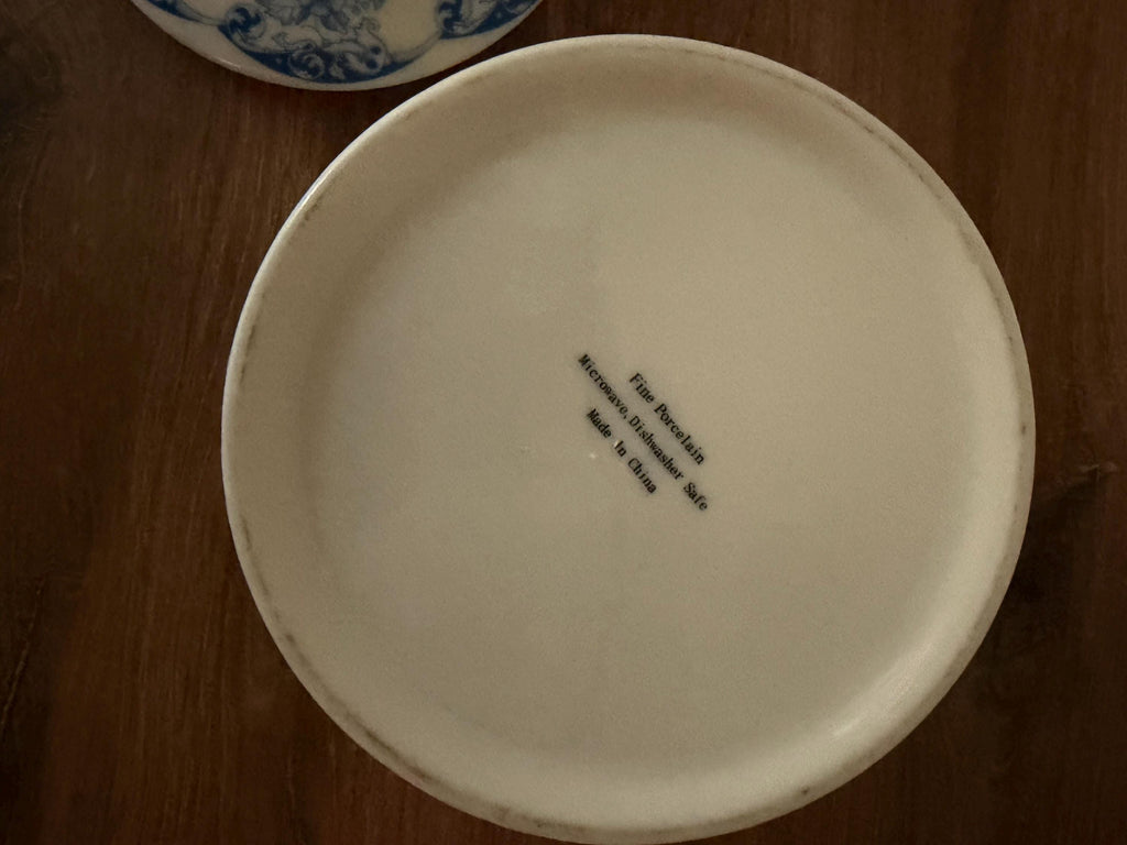 Vintage Blue Floral Transferware Lidded Dish, Reticulated Edge Candy Bowl