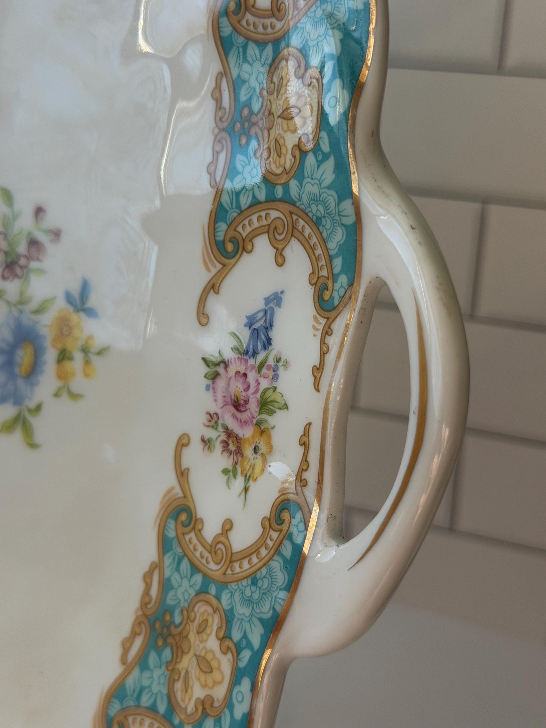 Vintage Godinger Antique Reflections White Handled Dish Square Serving Candy Tray