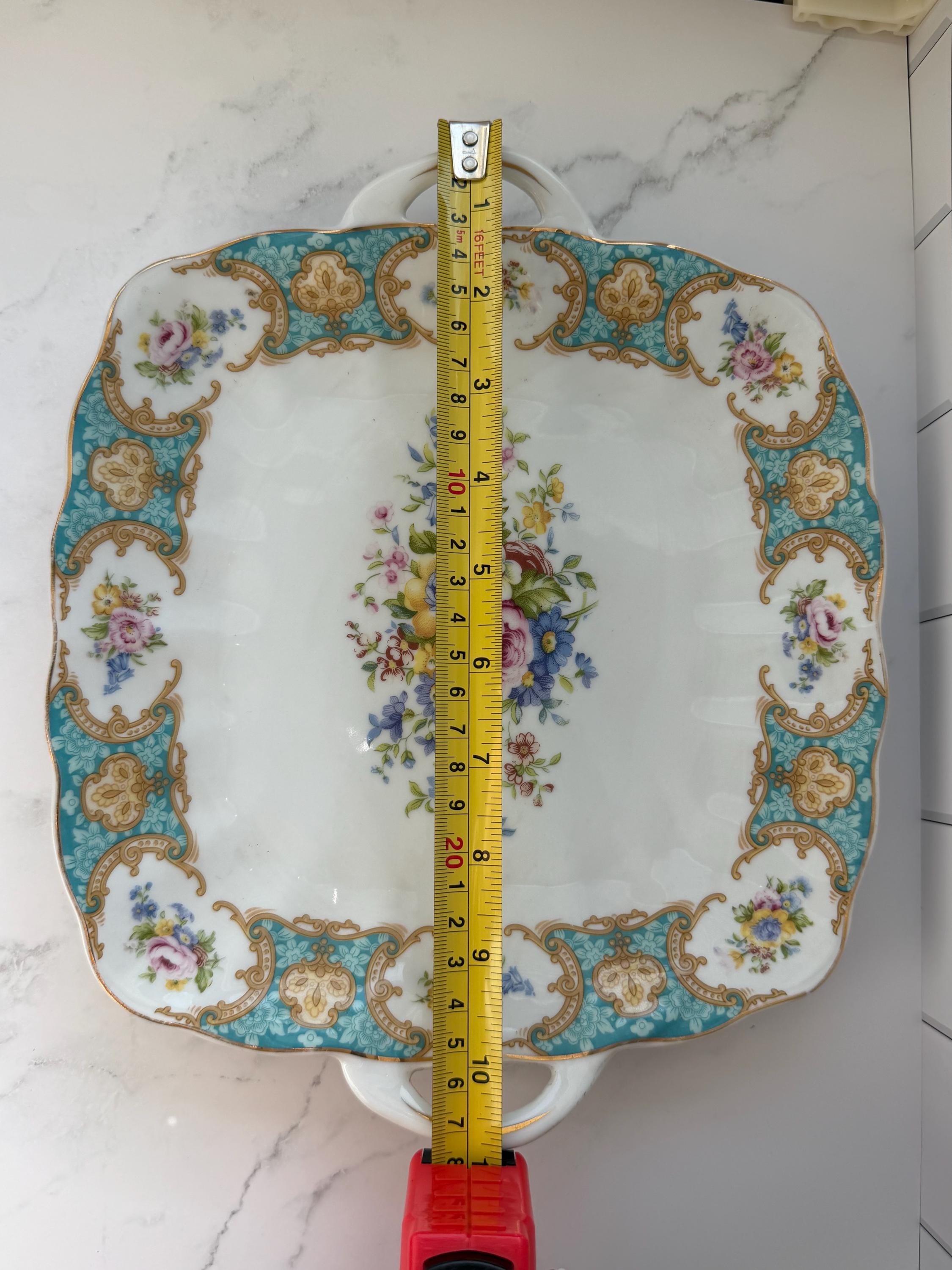 Vintage Godinger Antique Reflections White Handled Dish Square Serving Candy Tray