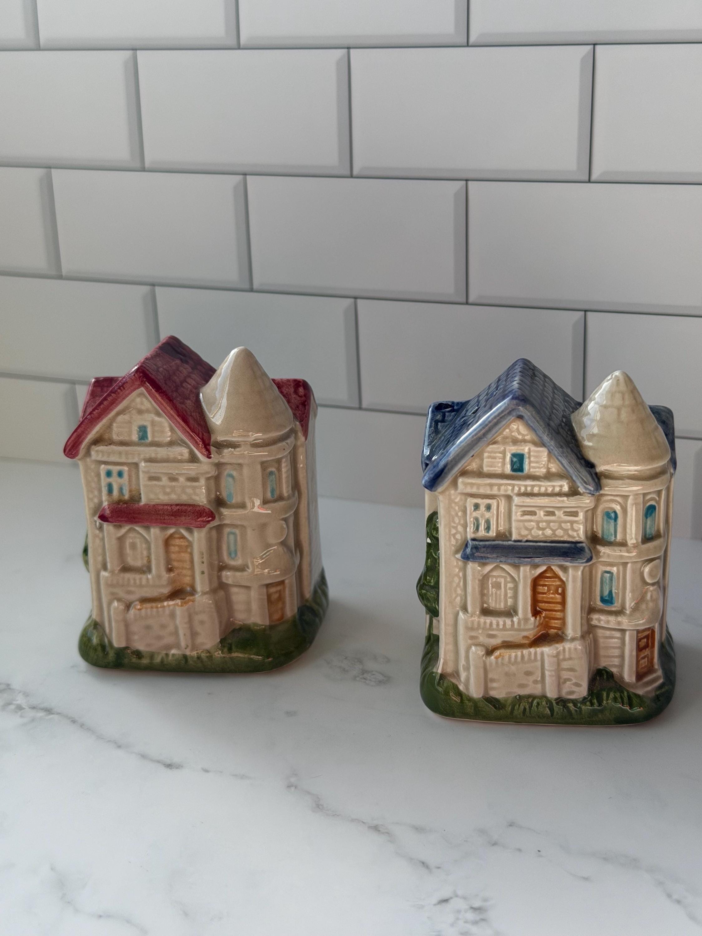 Vintage SNCO Imports Victorian House Salt Pepper Shakers San Francisco Japan Set