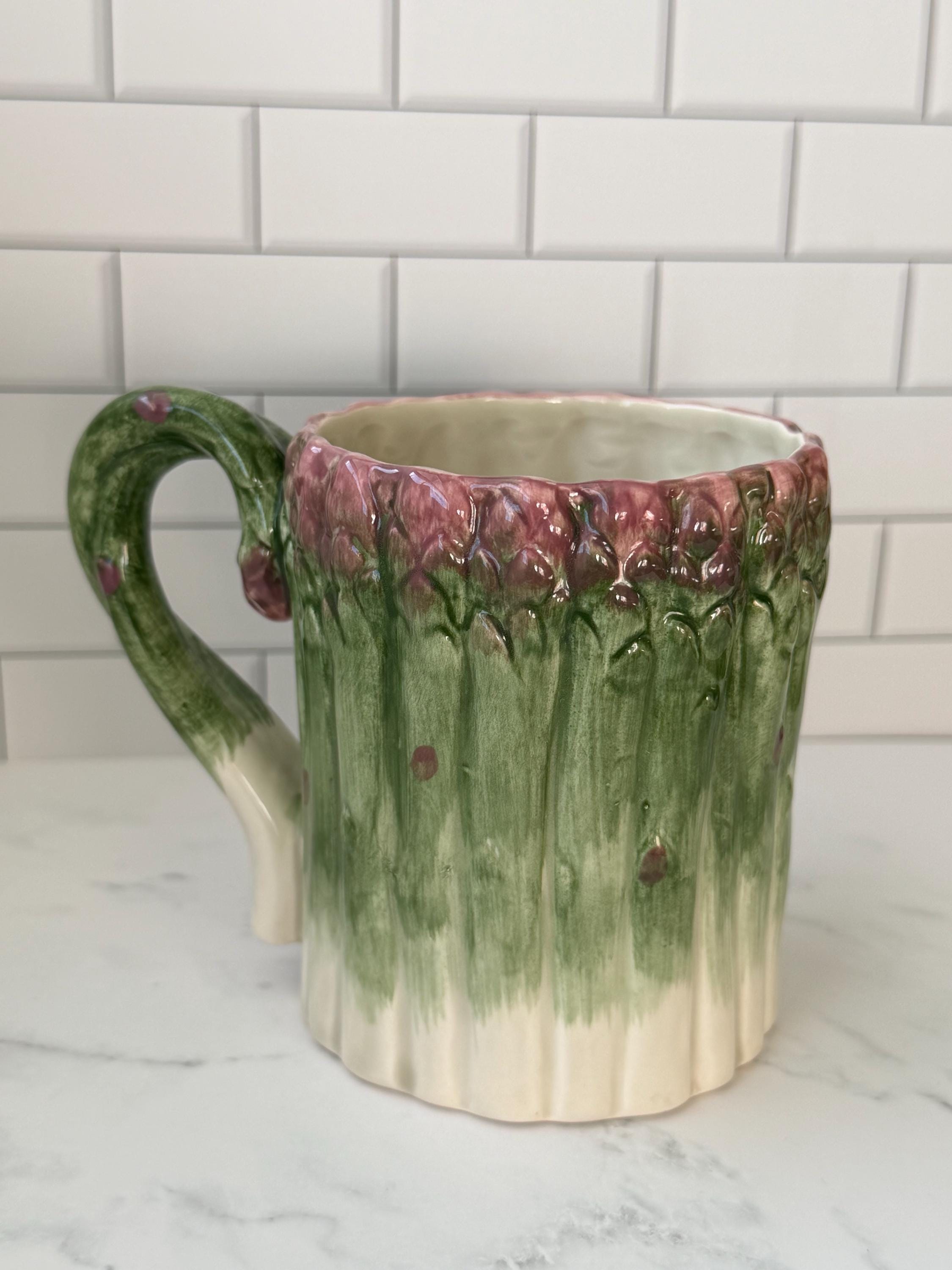 Fitz and Floyd Asparagus Mugs Set of 4 Vintage Ironstone Kitchen Cups