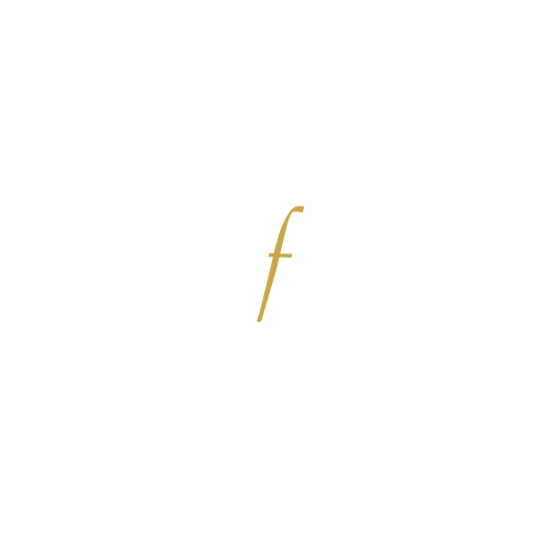 Gold 'f' logo on a white background